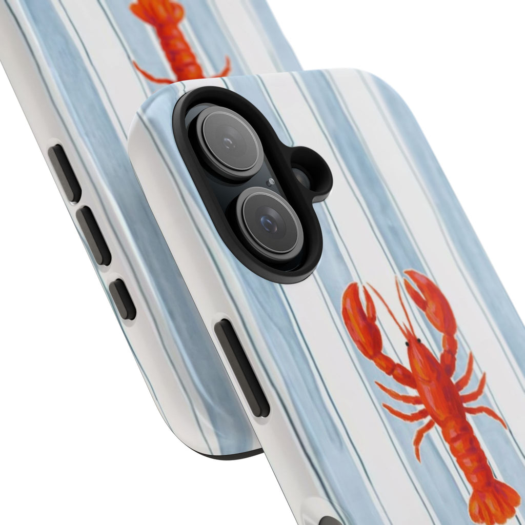 Lobster Stripe Tough Phone Case — Coastal Nautical Protective Cover