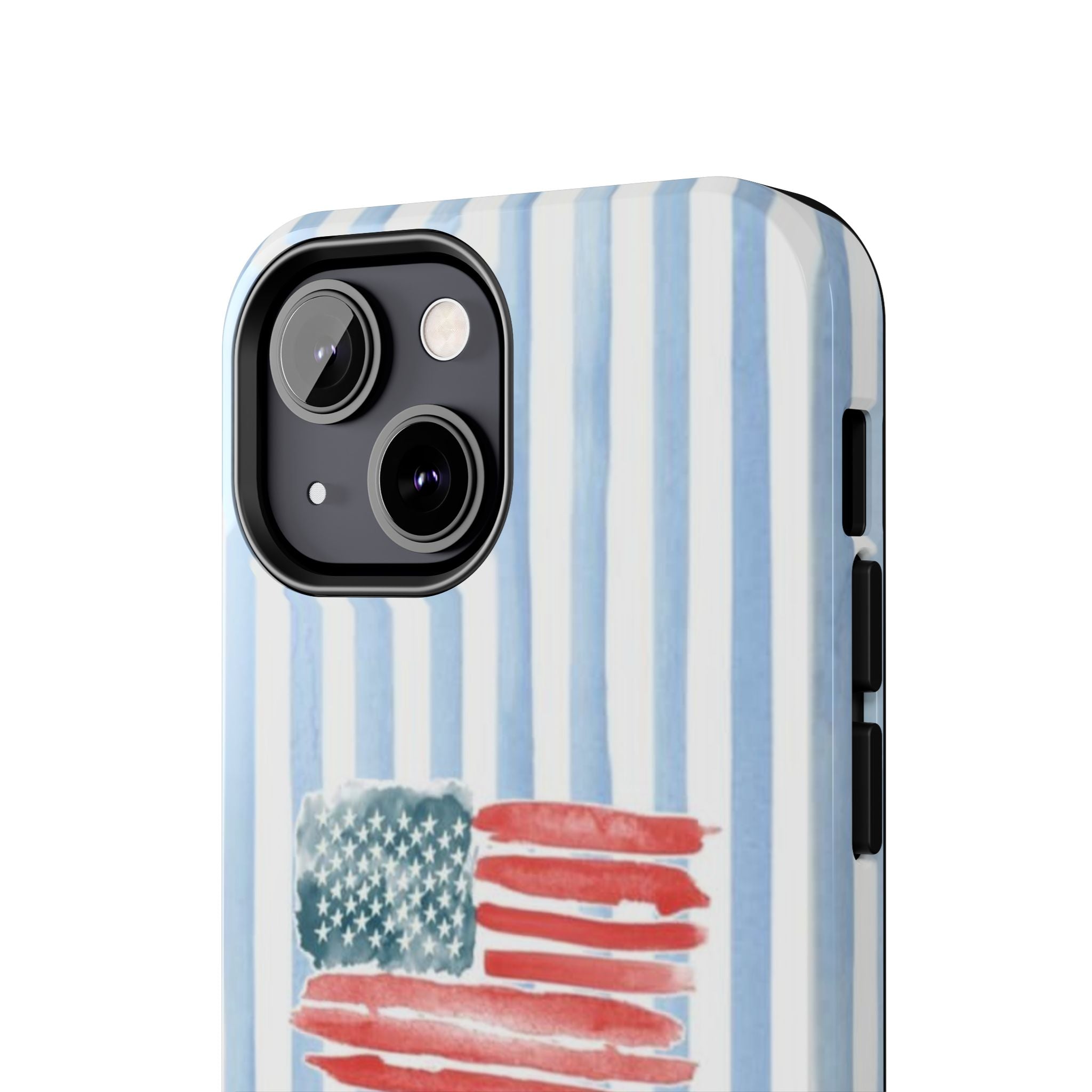 American Flag Watercolor Tough Phone Case — Blue Striped Patriotic Phone Case