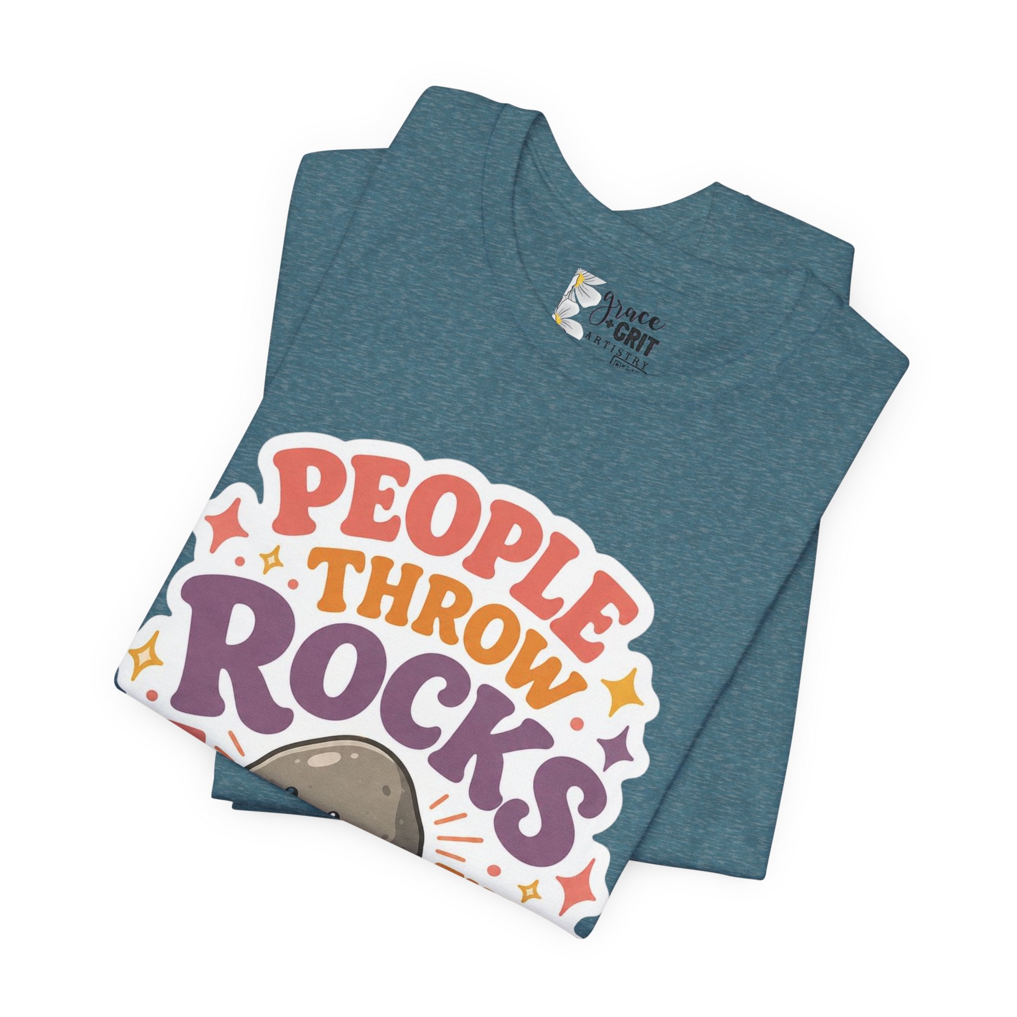 People Throw Rocks at Things That Shine T-Shirt | Cute Rock Illustration