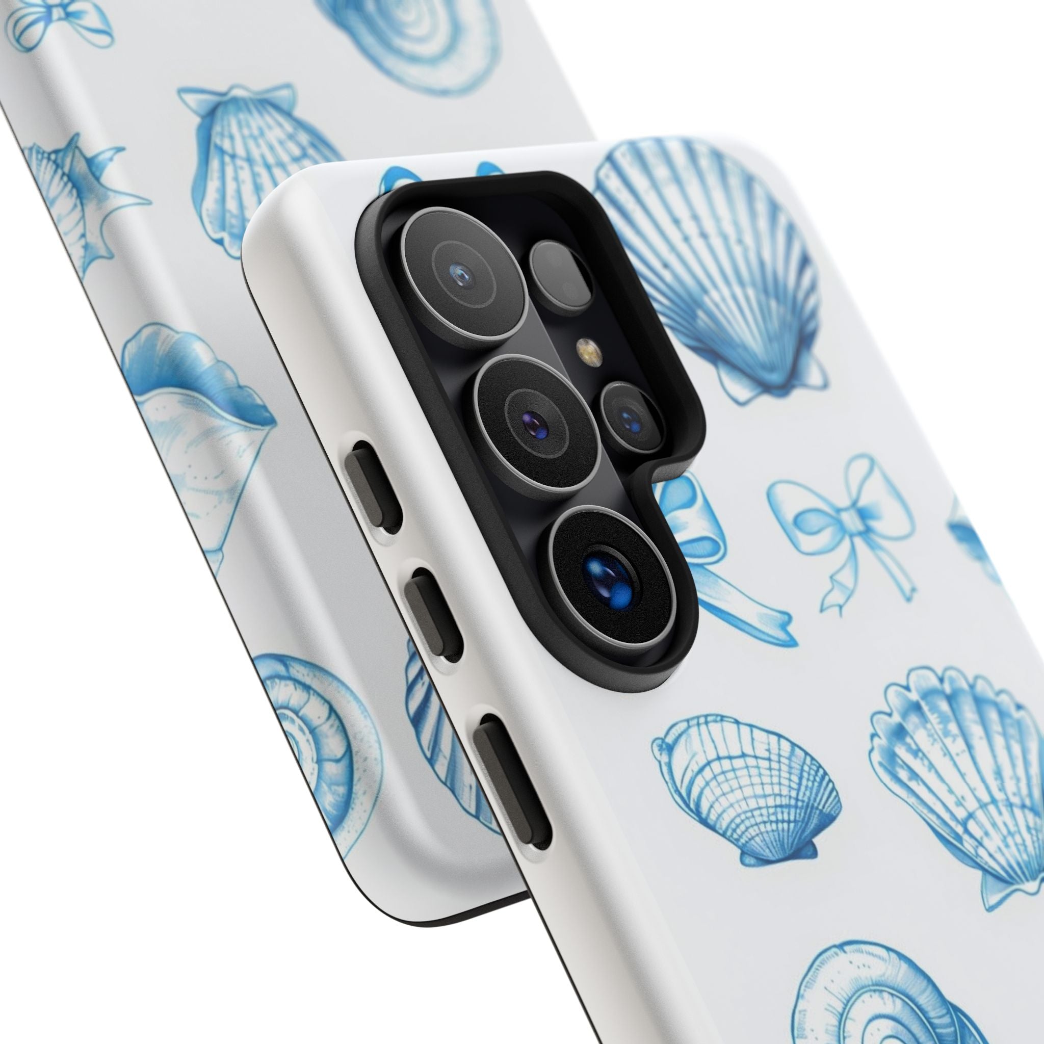 Seaside Shells Phone Case — Blue Nautical Shell & Starfish Pattern