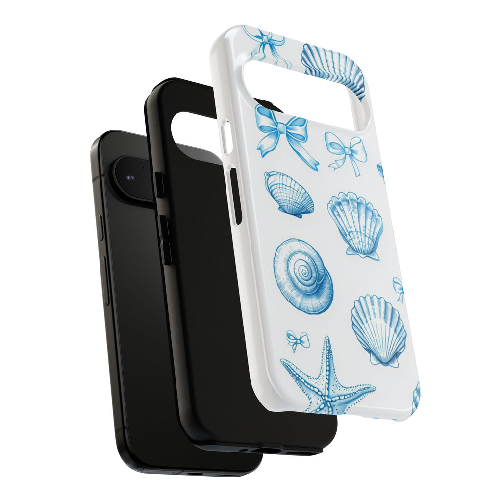Seaside Shells Phone Case — Blue Nautical Shell & Starfish Pattern