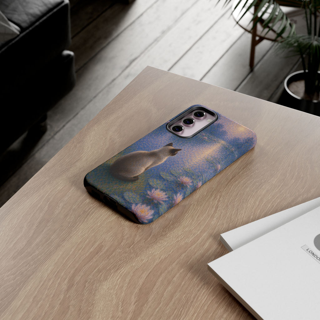 Cat Moonlight Phone Case — Serene Siamese by Lily Pond