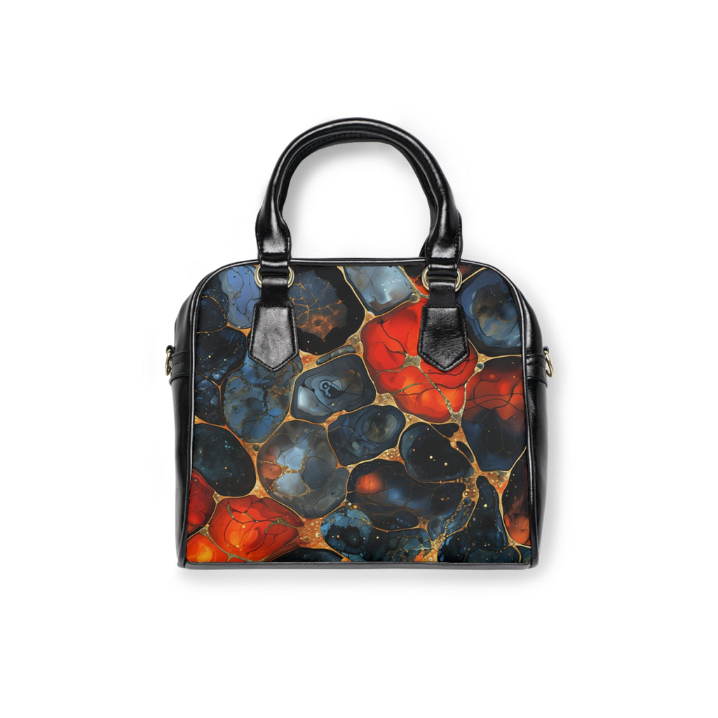 Abstract Pebble Pattern Shoulder Handbag