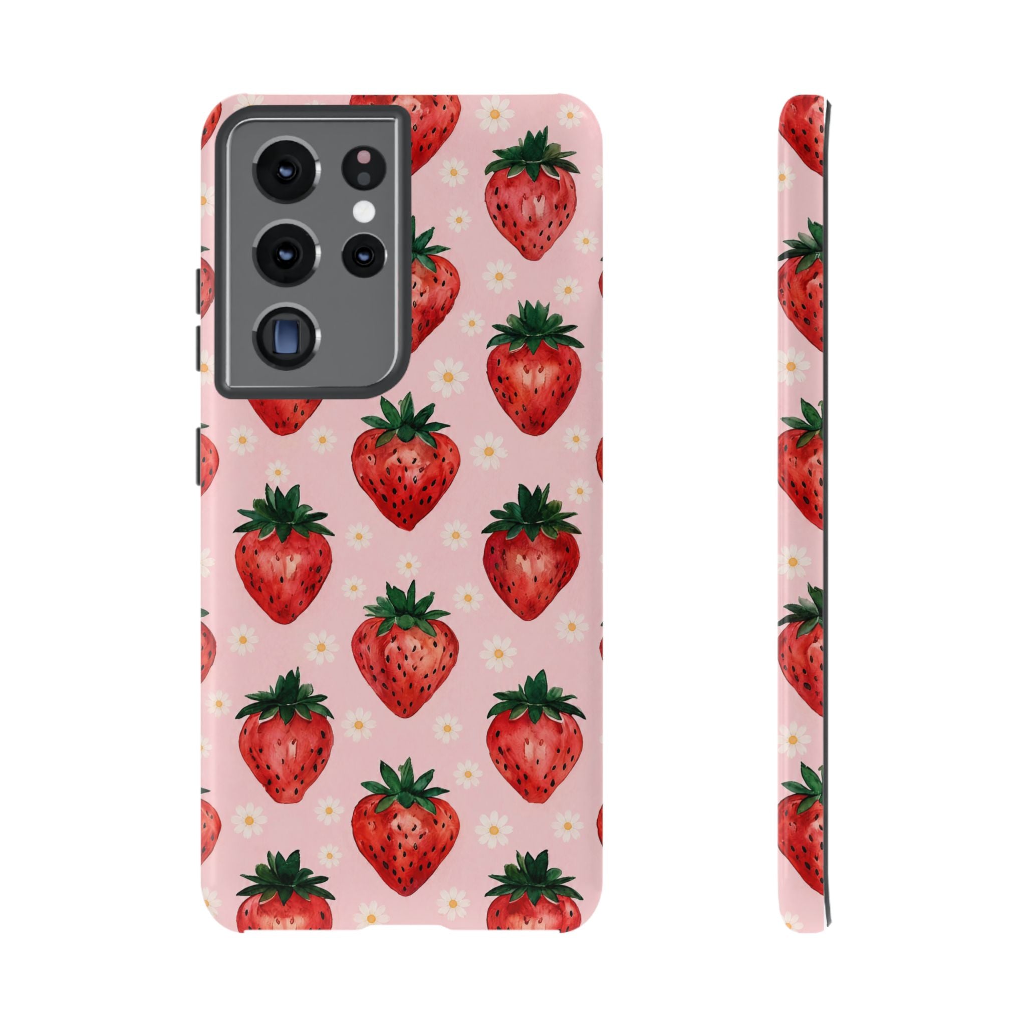 Strawberry Pattern Tough Case — Cute Pink Fruit Phone Case