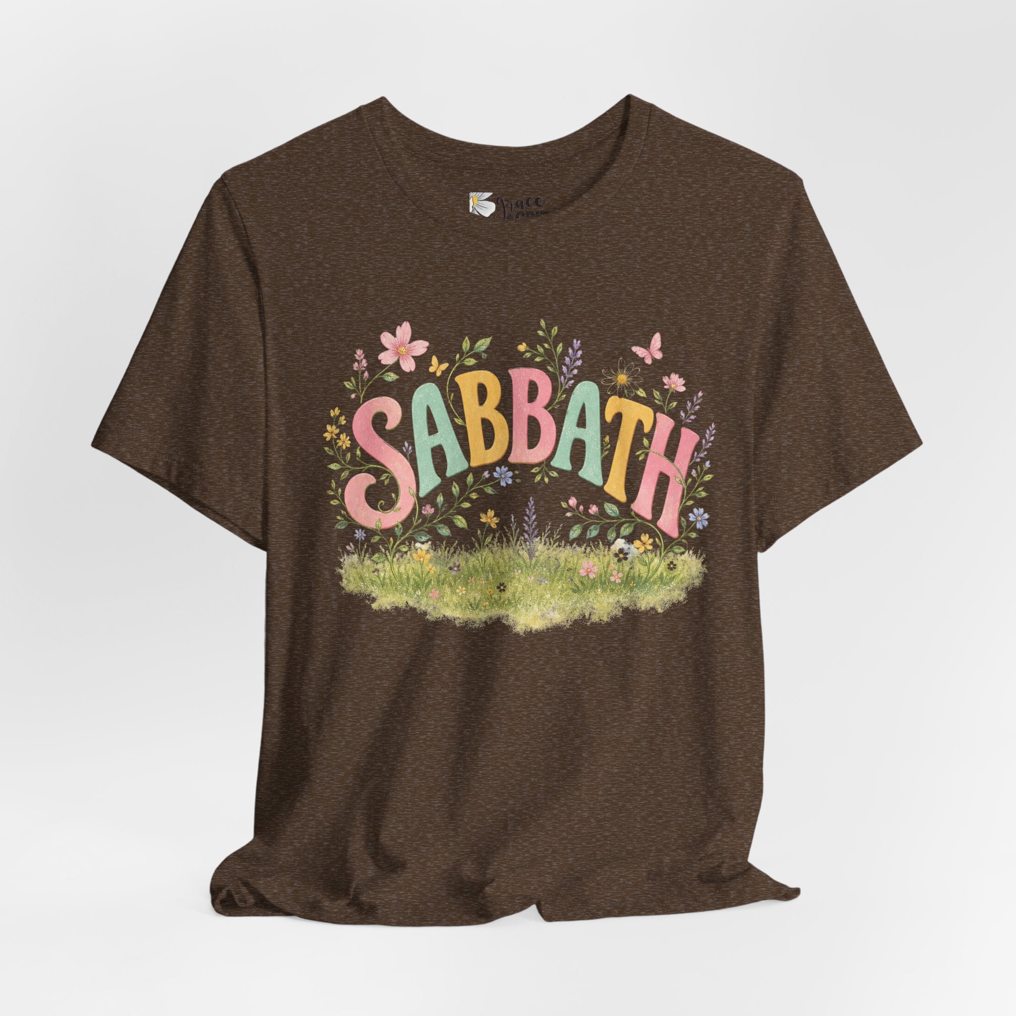 Sabbath Floral Script Tee | Pastel Flowers, Meadow Illustration