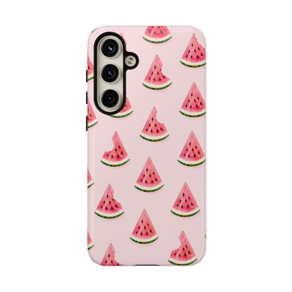 Watermelon Pattern Tough Phone Case — Pink Fruit Slice Protective Case