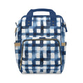 Navy Blue Gingham Multifunctional Diaper Backpack