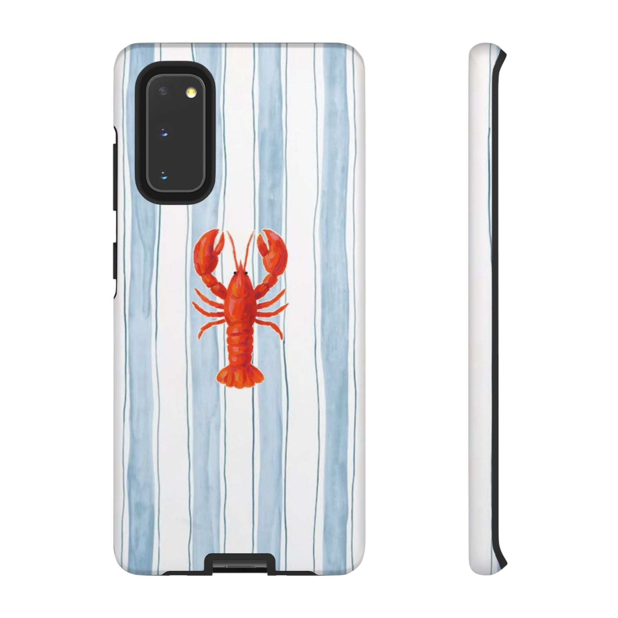 Lobster Stripe Phone Case — Nautical Blue & White Protective Cover