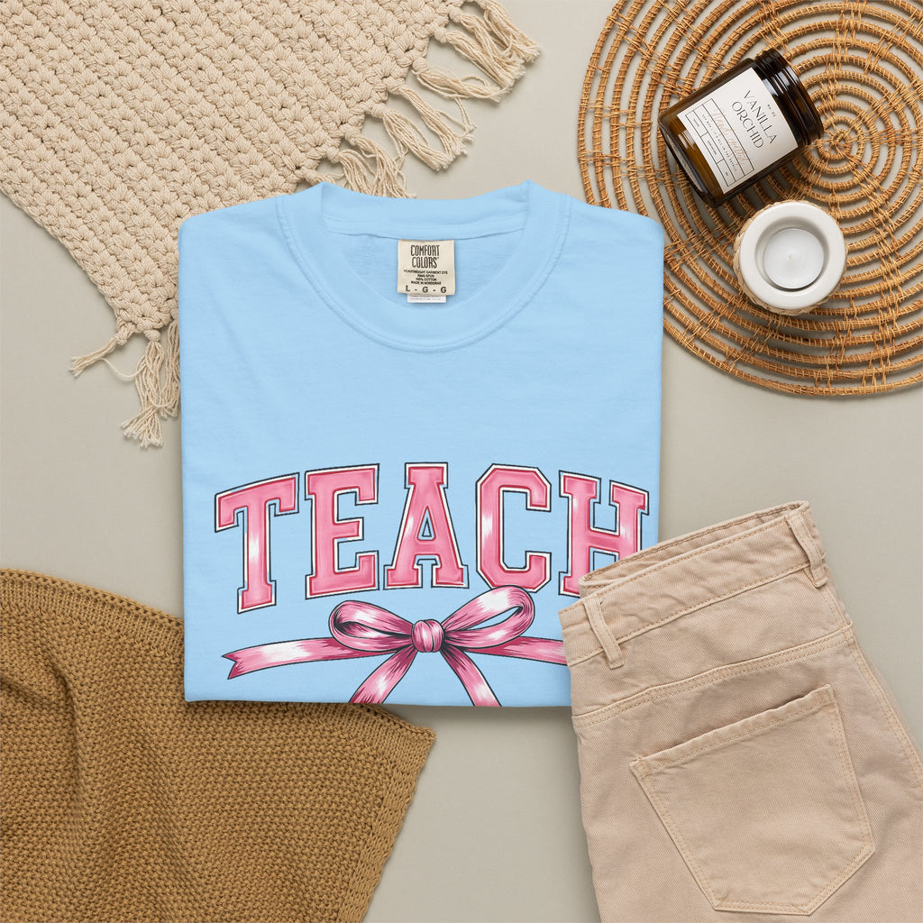 Teach Pink Bow Teacher T-Shirt