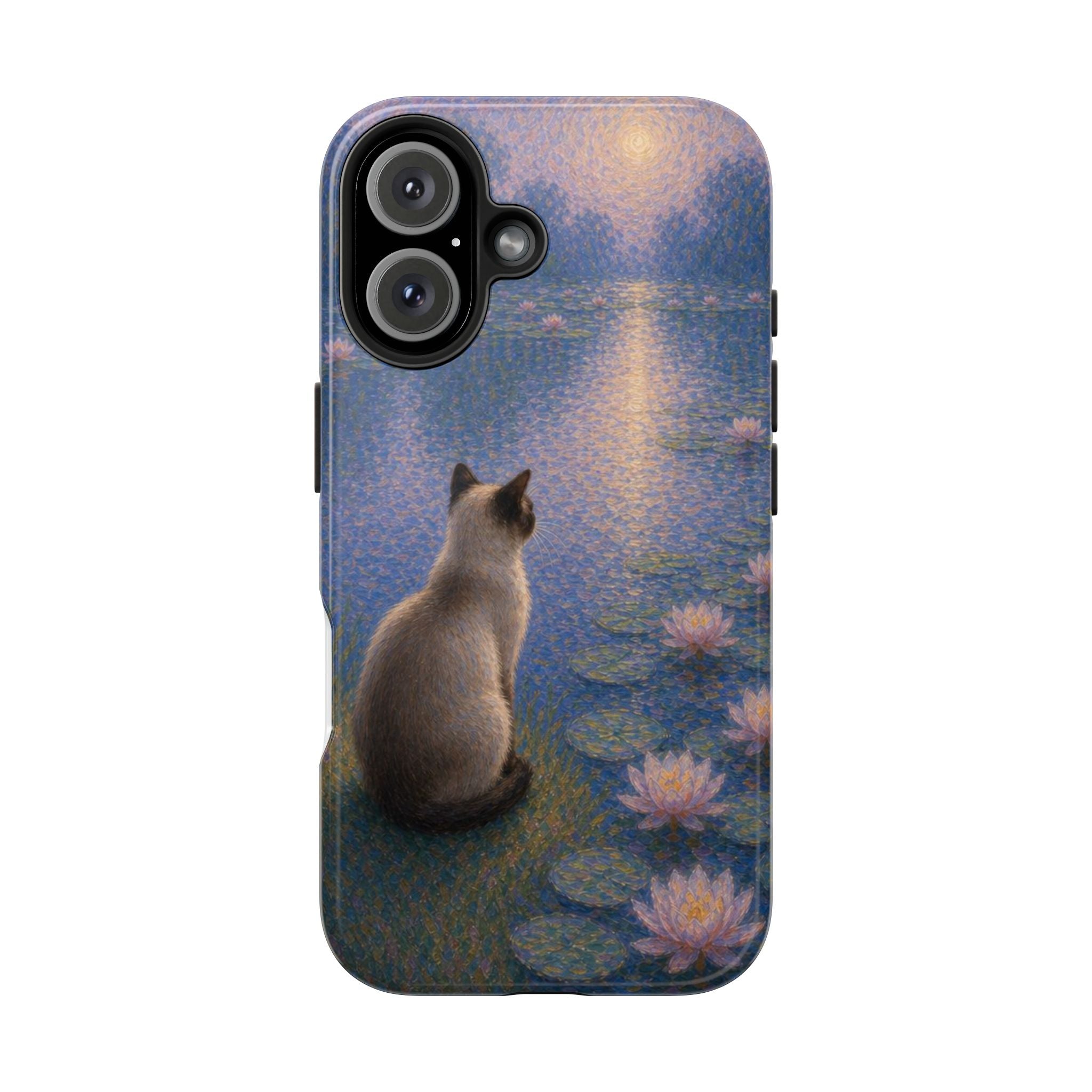 Siamese Cat by Moonlight Tough Phone Case – Waterlily Dream Protective Cover