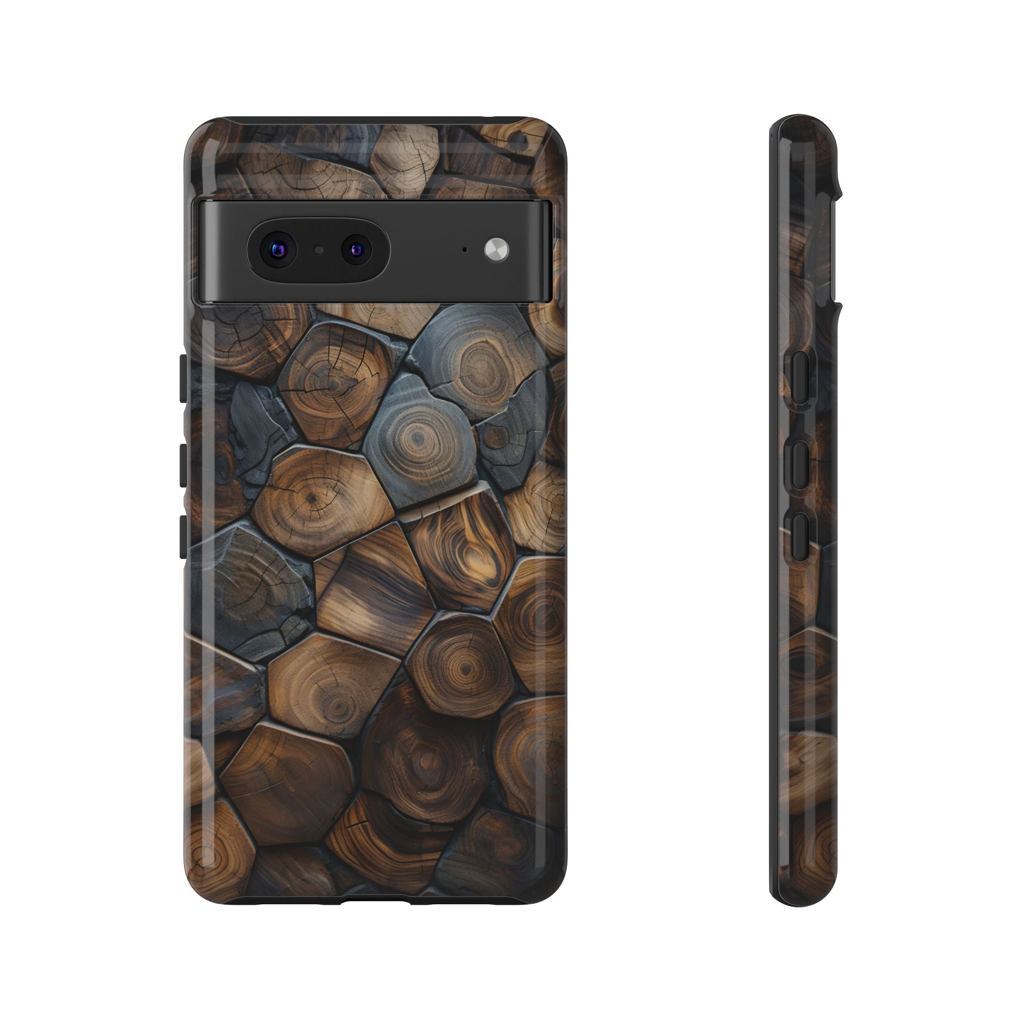 Wood Grain Hex Phone Case — Rustic Geometric iPhone Protection