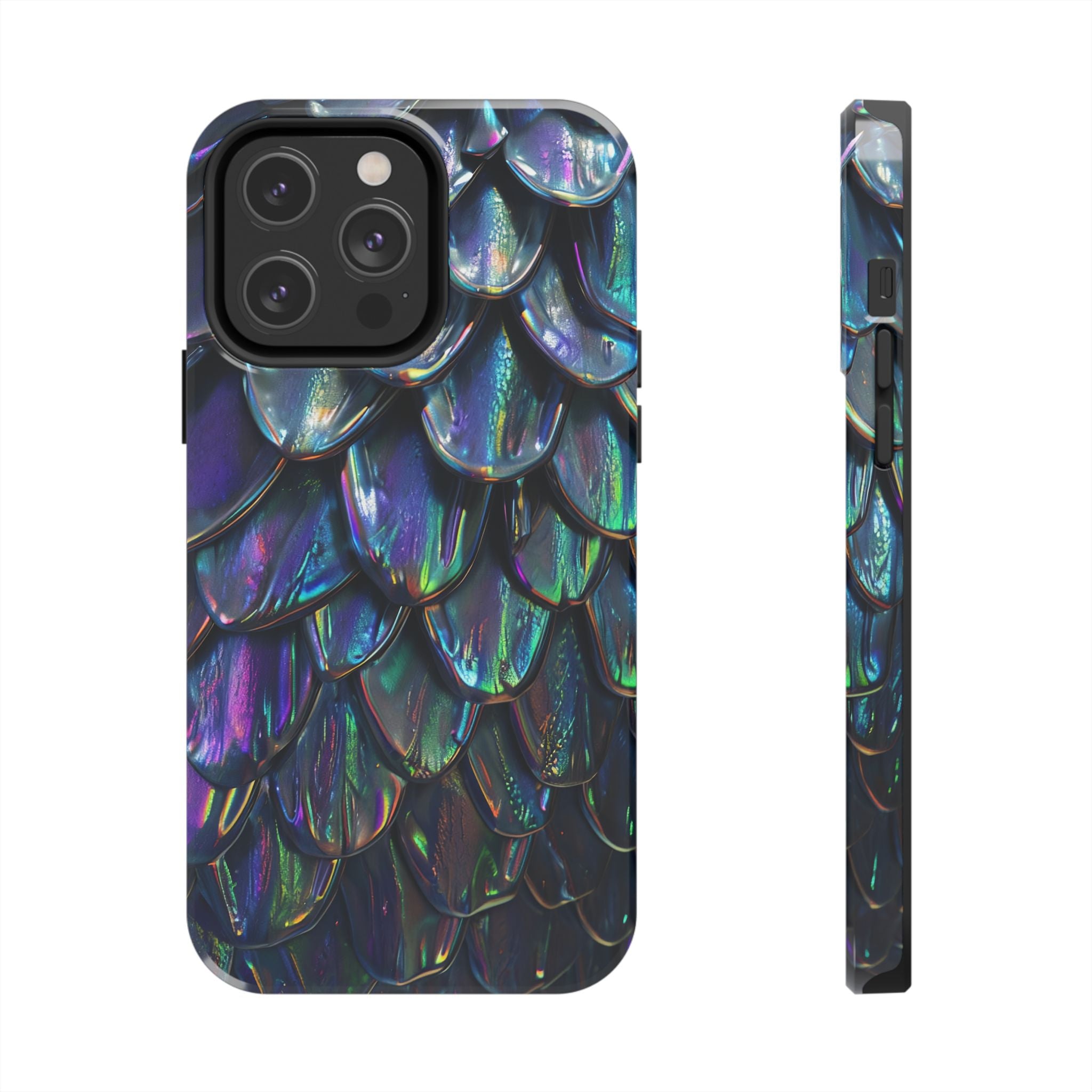Holographic Mermaid Scale Tough Phone Case — Iridescent Protective Phone Cover