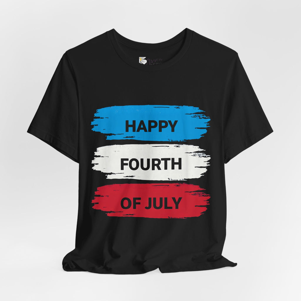 Fourth of July Brushstroke Tee — "Happy Fourth of July" Patriotic T‑Shirt