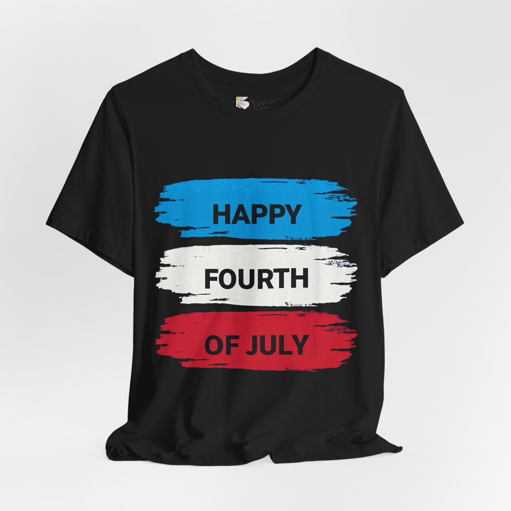 Fourth of July Brushstroke Tee — "Happy Fourth of July" Patriotic T‑Shirt