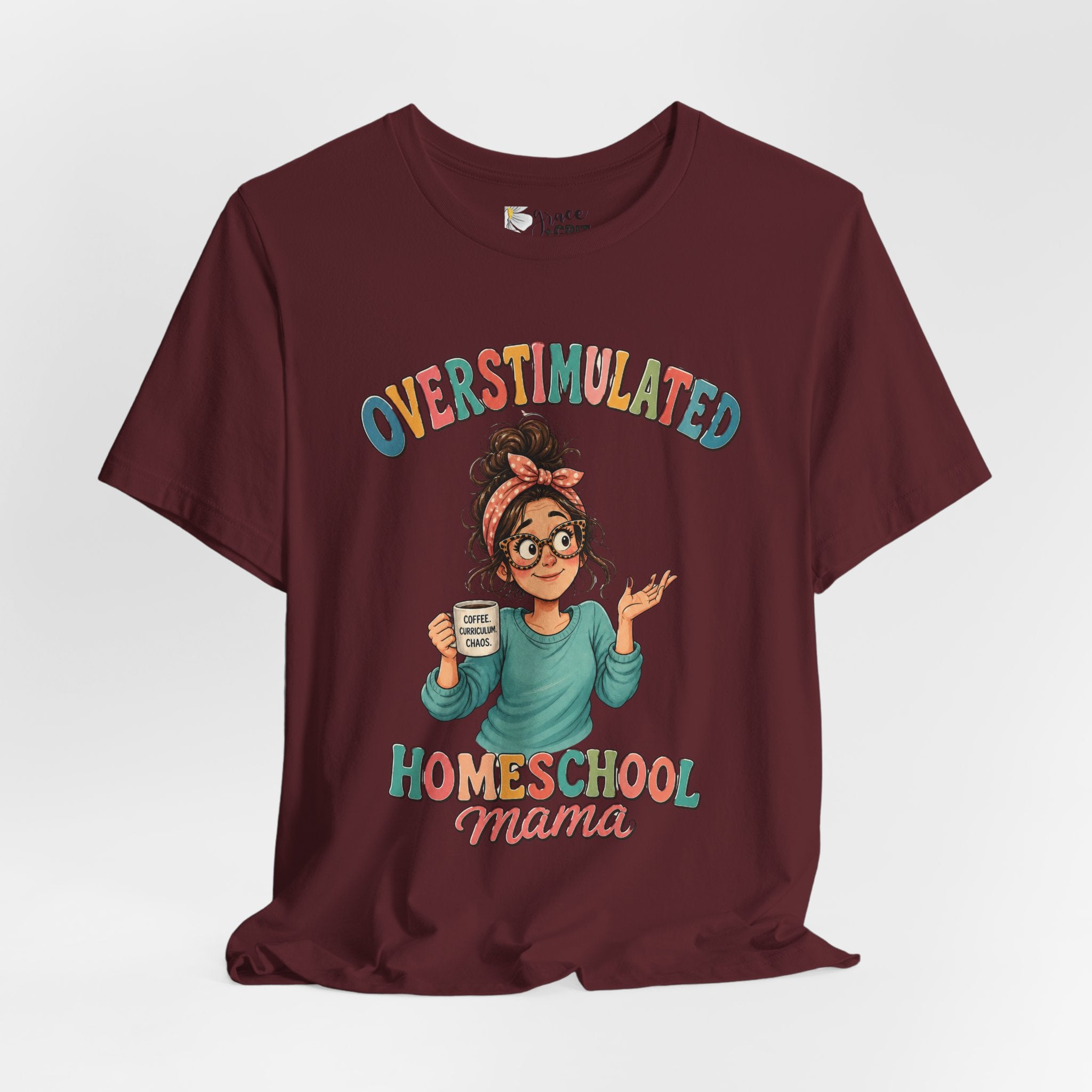 Homeschool Mama T-Shirt – “Overstimulated” Cute Mom Graphic Tee