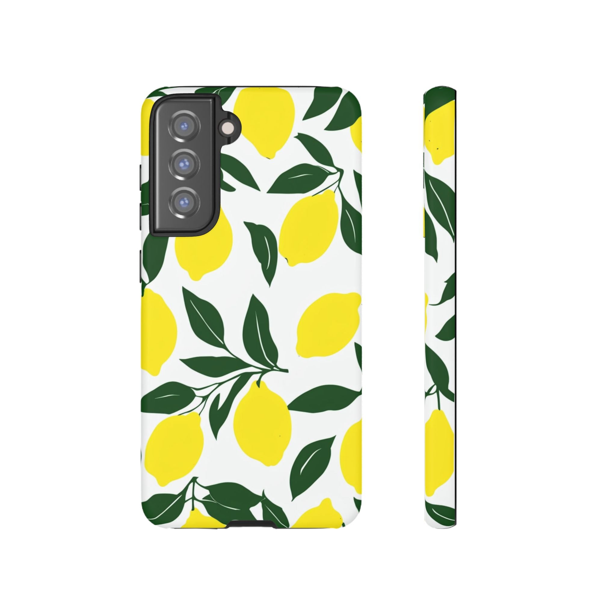 Lemon Pattern Tough Phone Case — Bright Citrus Protective Cover