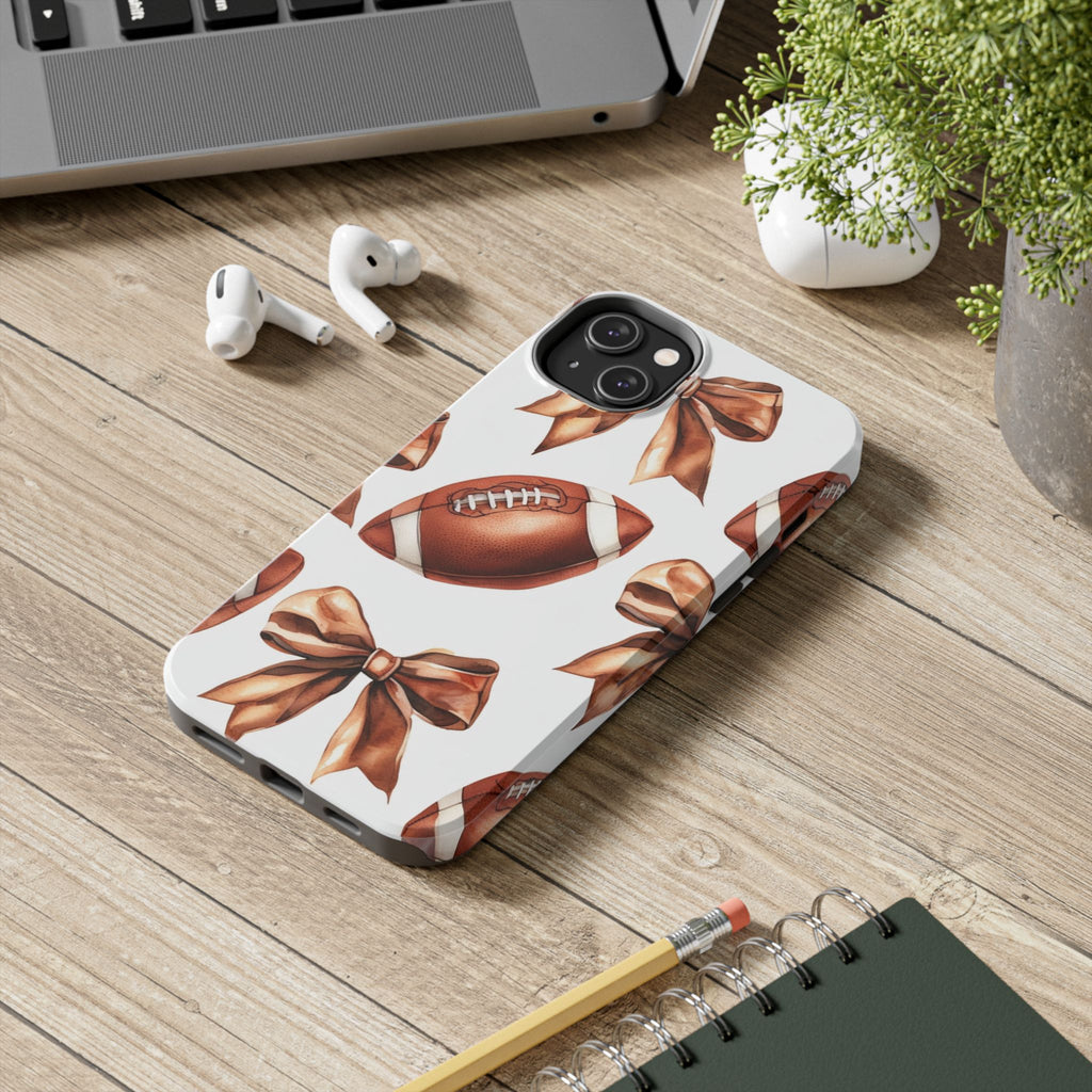Tough Phone Case – Football & Bow Pattern