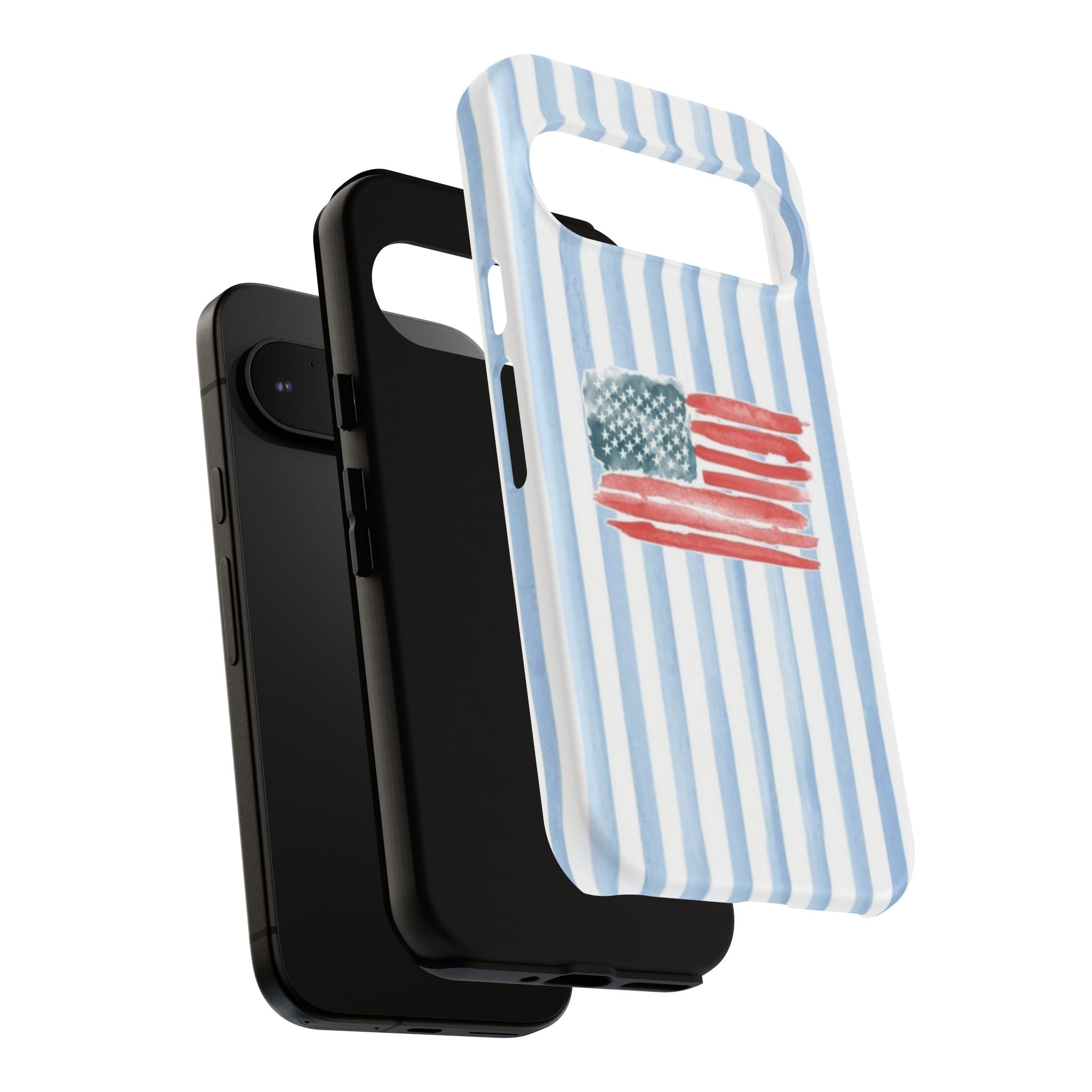 American Flag Watercolor Phone Case - Blue Stripe Tough Case