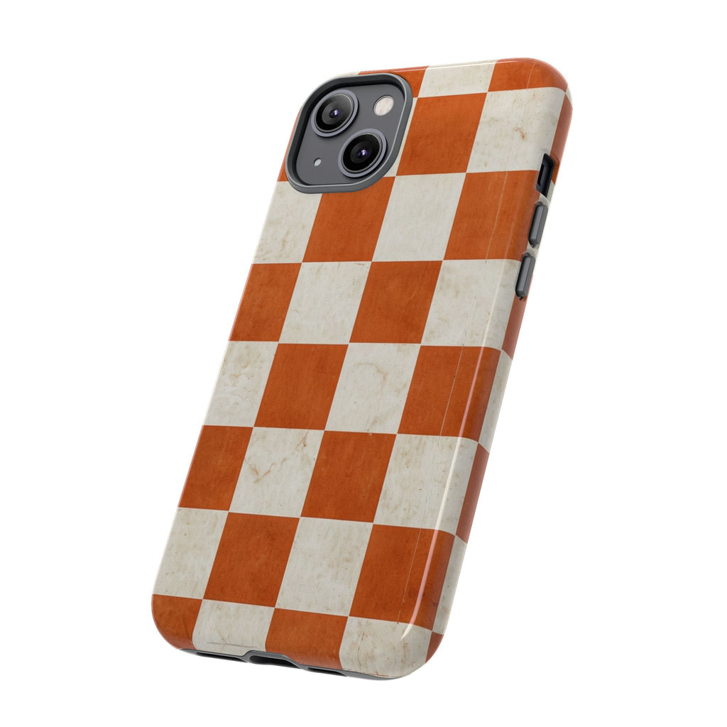 Vintage Orange Checkerboard Tough Phone Case