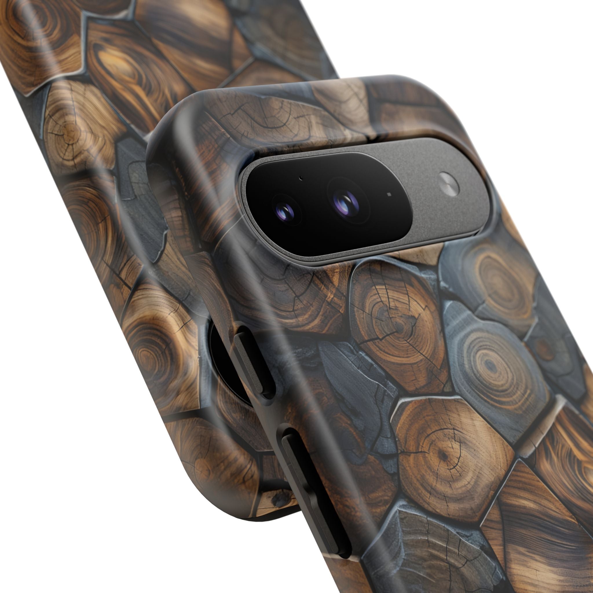 Wood Grain Hex Phone Case — Rustic Geometric iPhone Protection