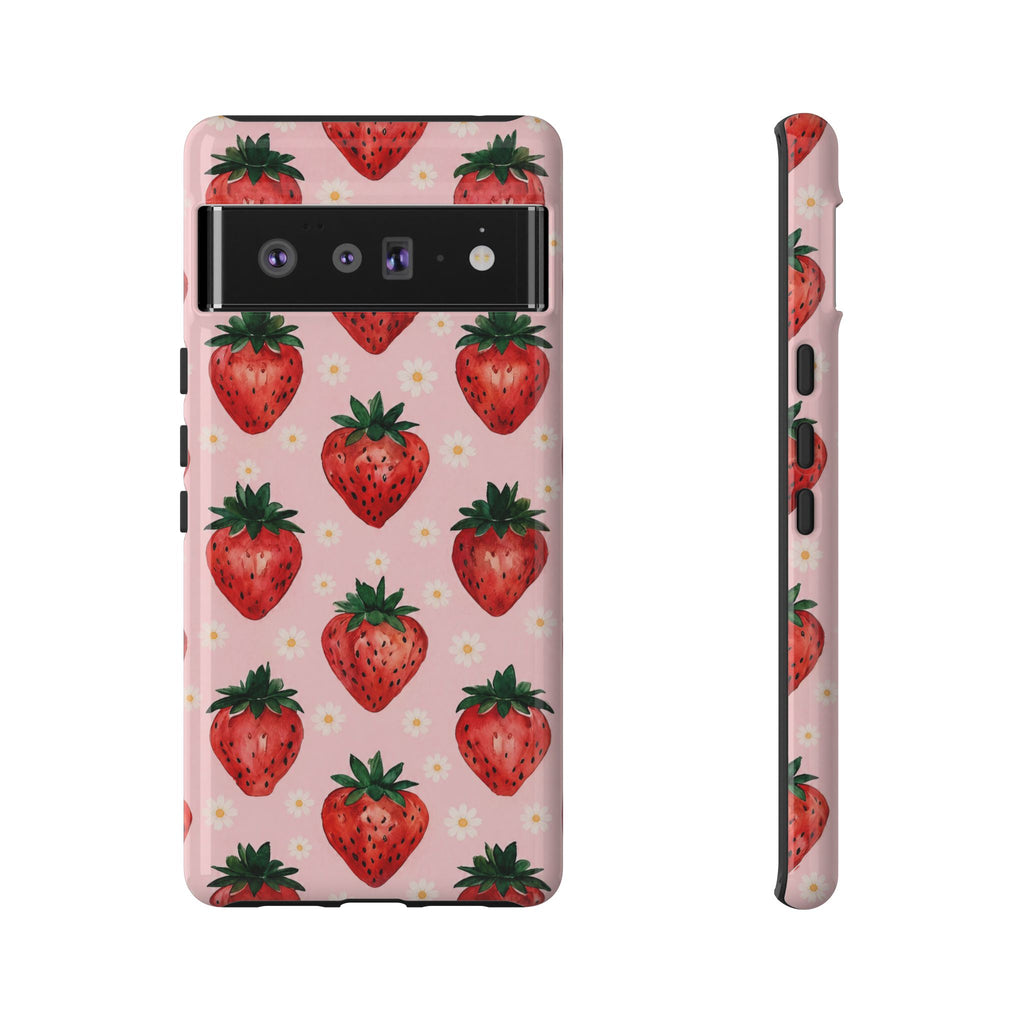 Strawberry Pattern Tough Case — Cute Pink Fruit Phone Case