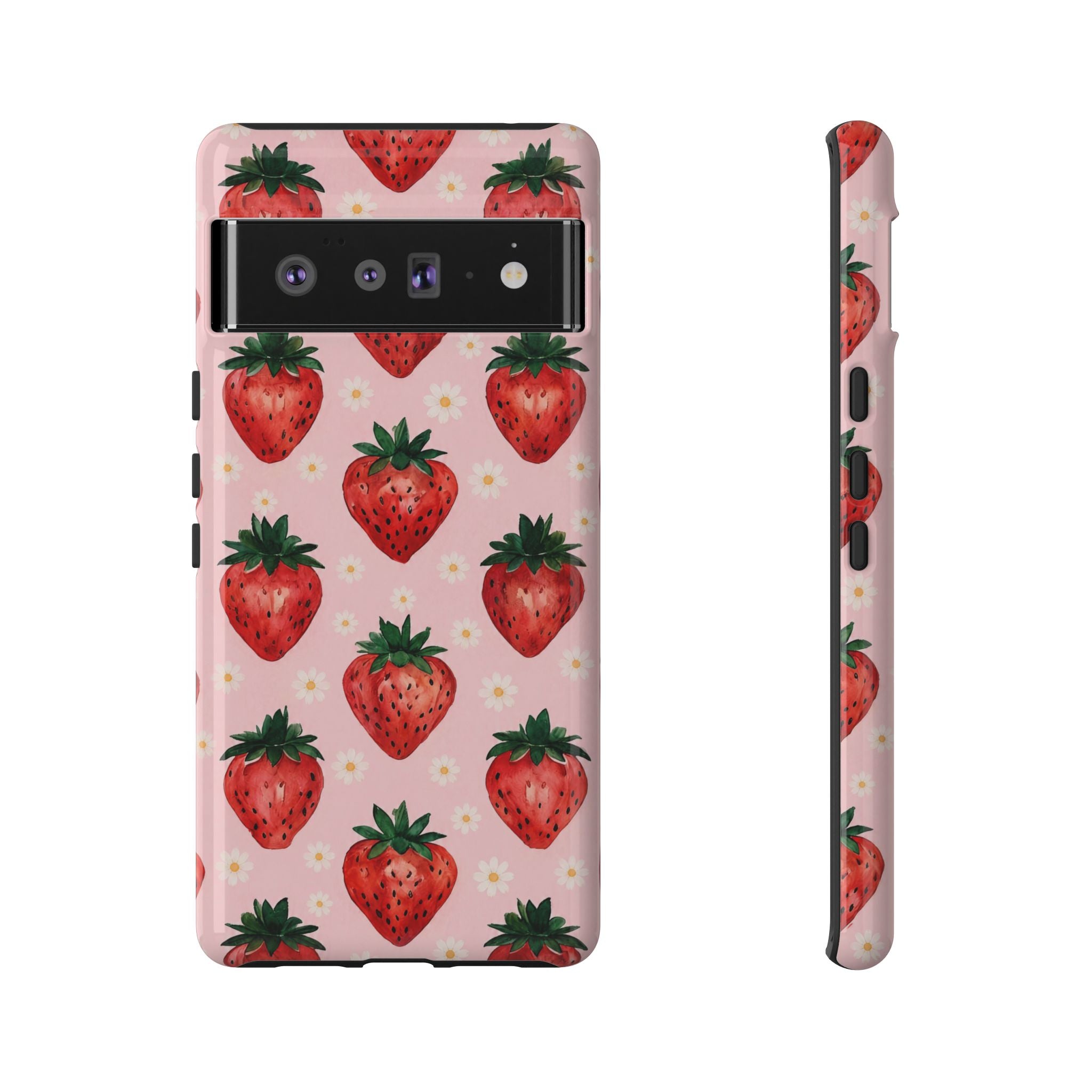 Strawberry Pattern Tough Case — Cute Pink Fruit Phone Case