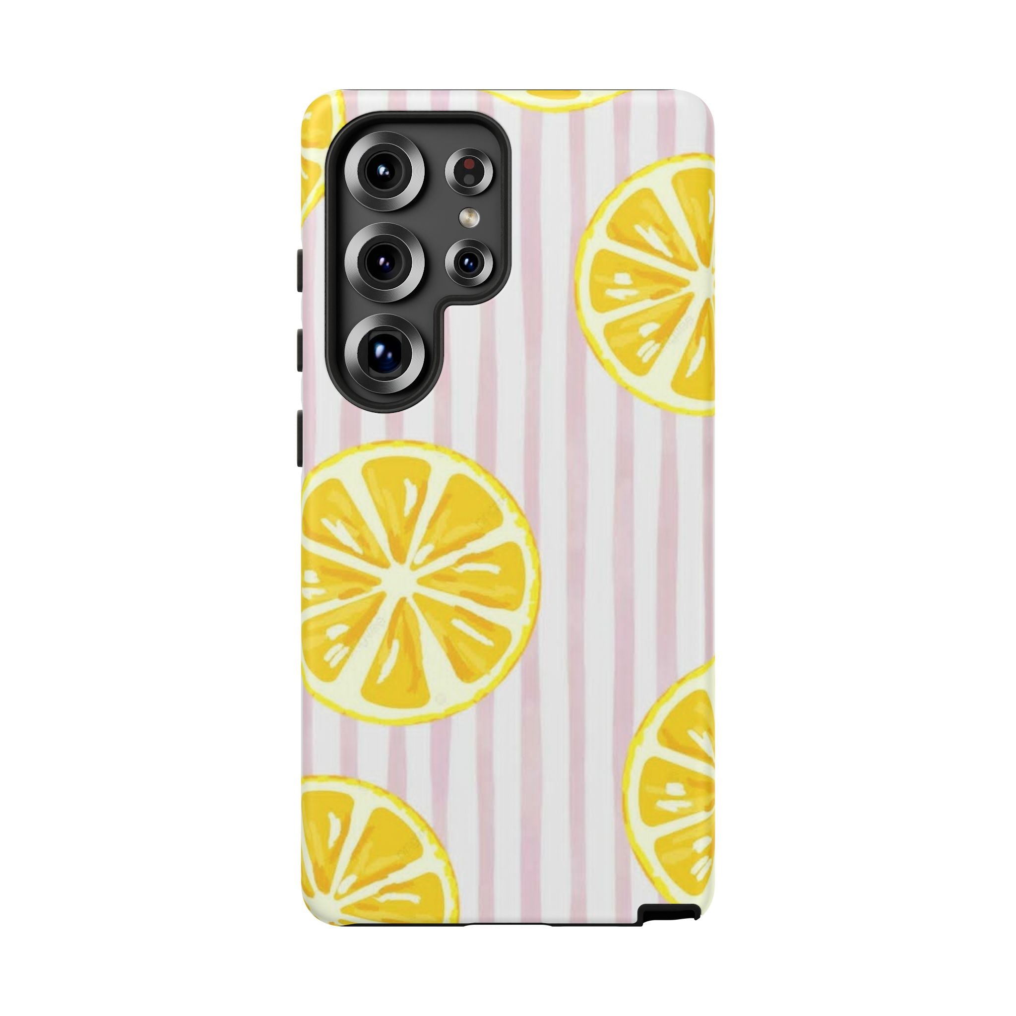 Lemon Slices Tough Case — Cute Pink Stripe Phone Cover