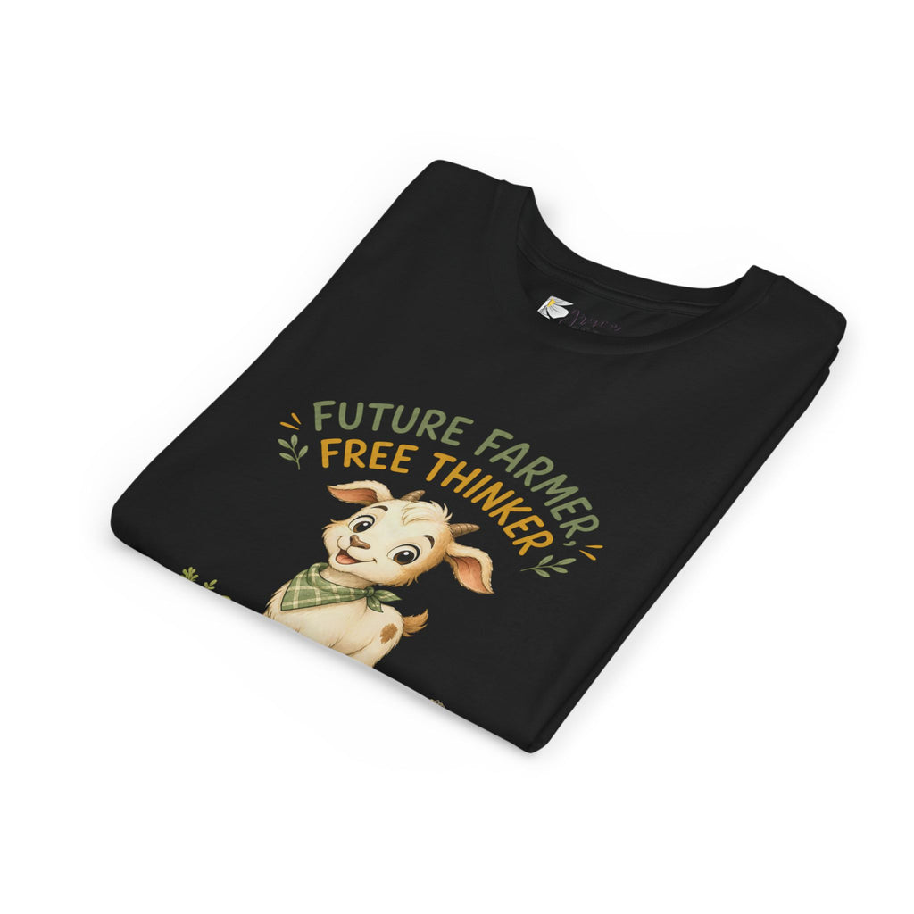 Youth Tee — "Future Farmer, Free Thinker" Cute Goat Kids Shirt