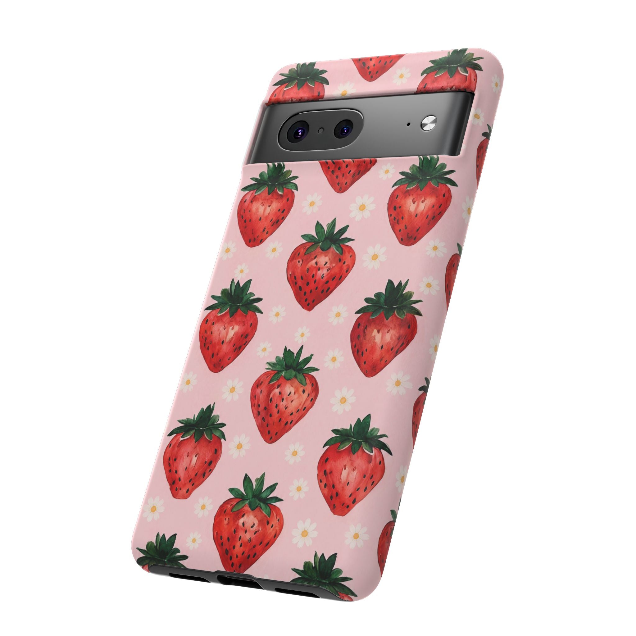 Strawberry Pattern Tough Case — Cute Pink Fruit Phone Case