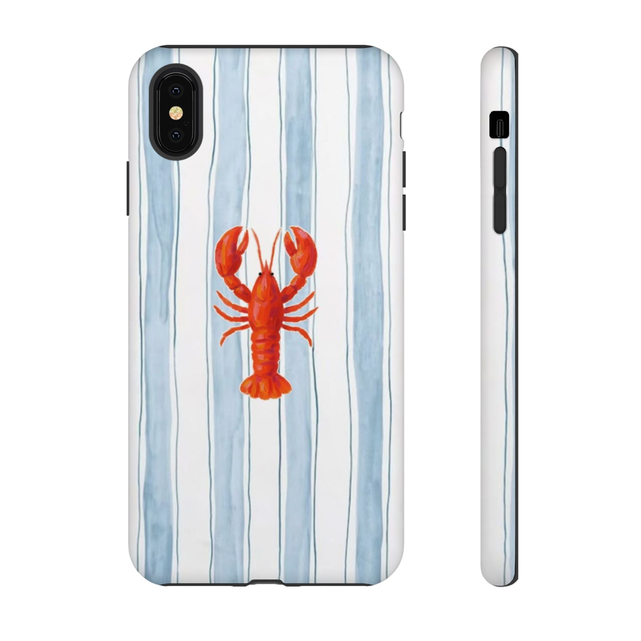 Lobster Stripe Phone Case — Nautical Blue & White Protective Cover