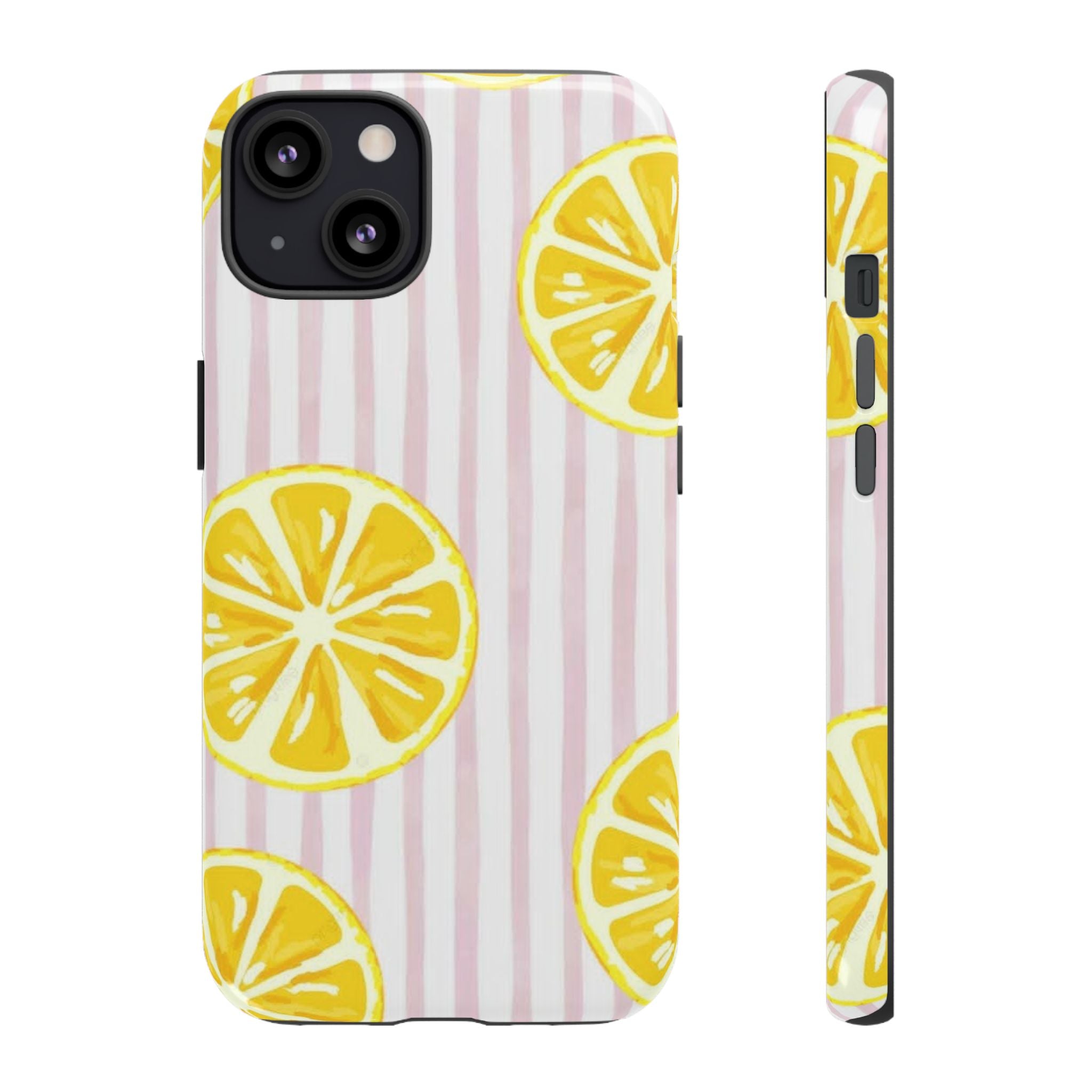 Lemon Slices Tough Case — Cute Pink Stripe Phone Cover