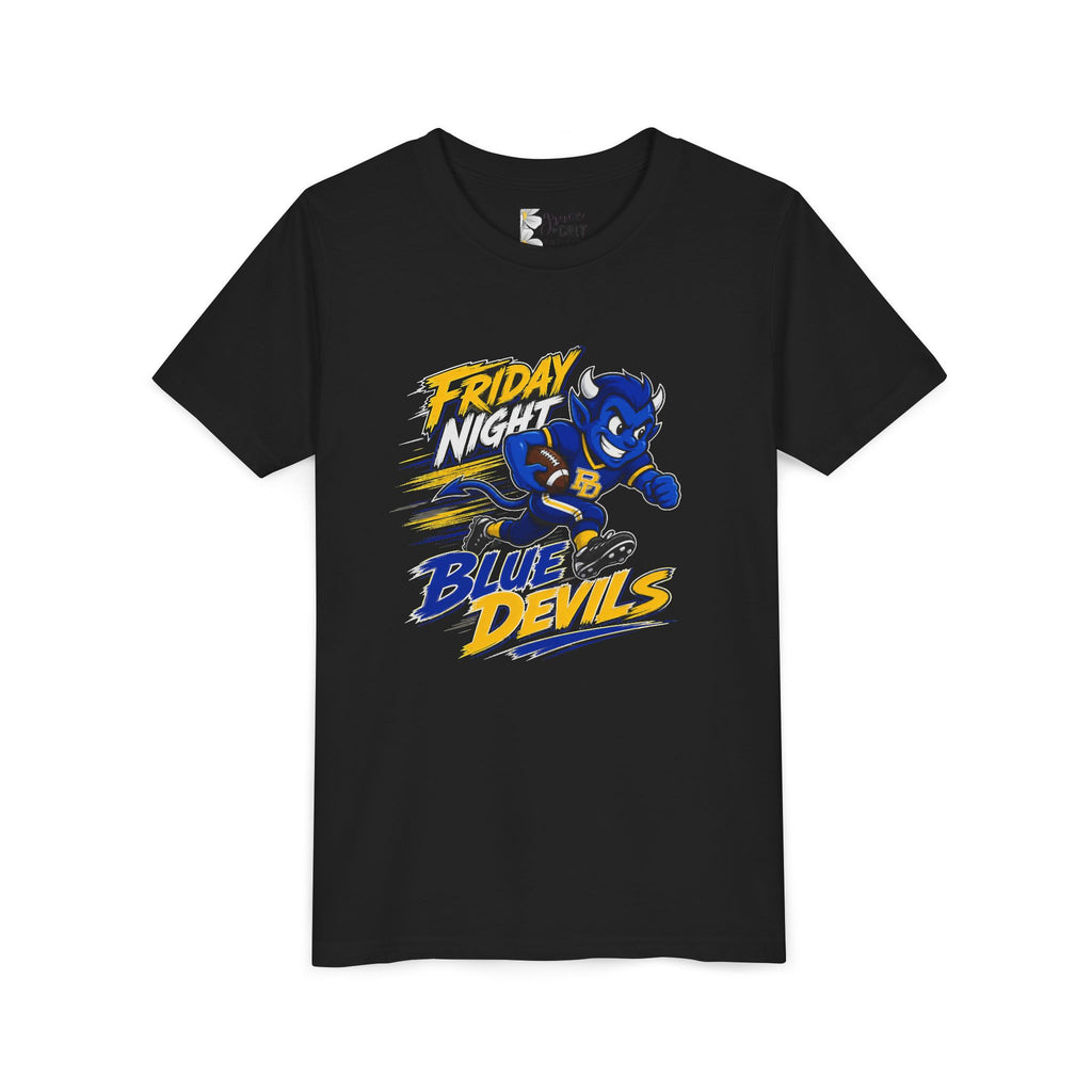 Friday Night Blue Devils Youth T‑Shirt – Football Mascot Tee