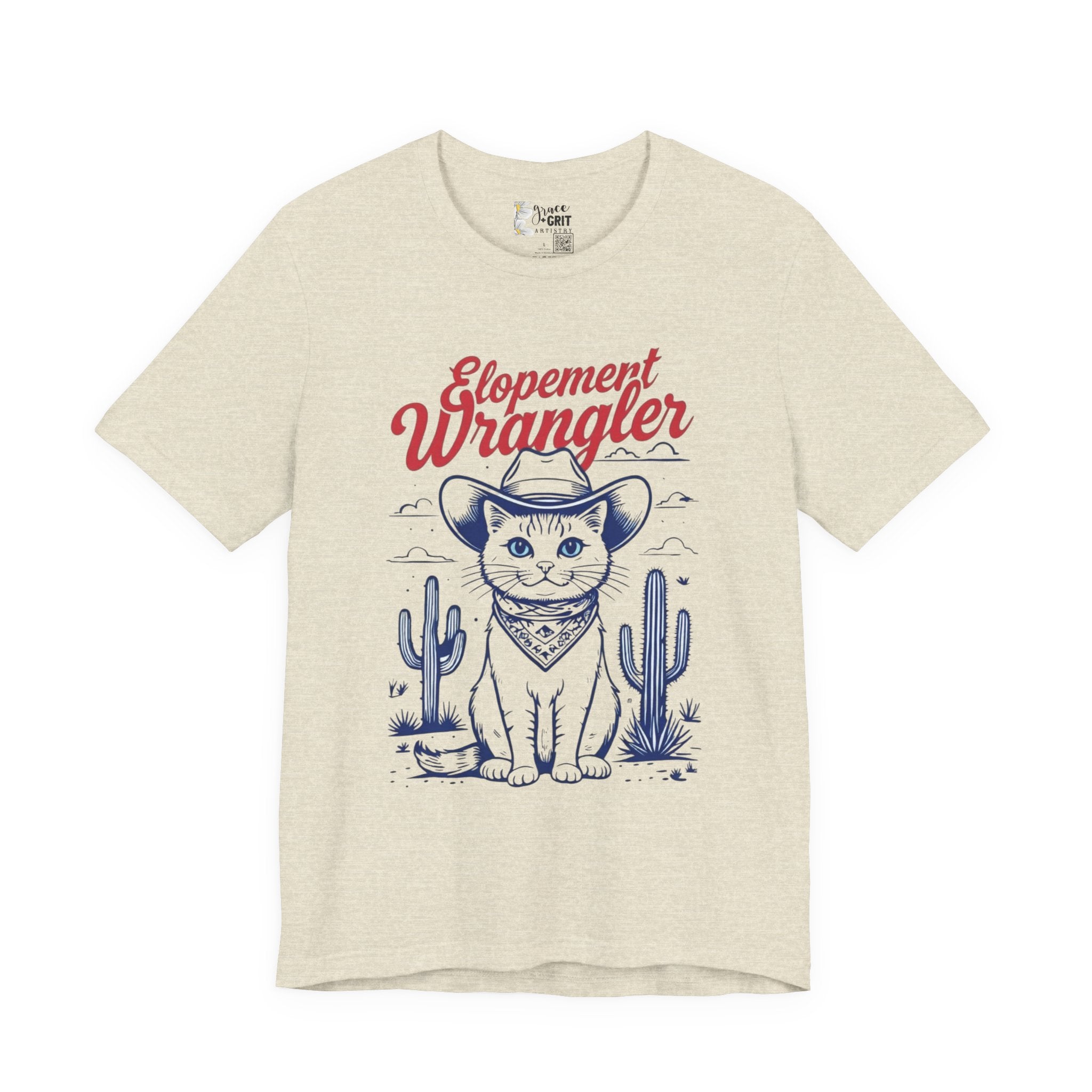 Elopement Wrangler Cat Tee | Cowboy Hat Cactus Desert Cat Illustration