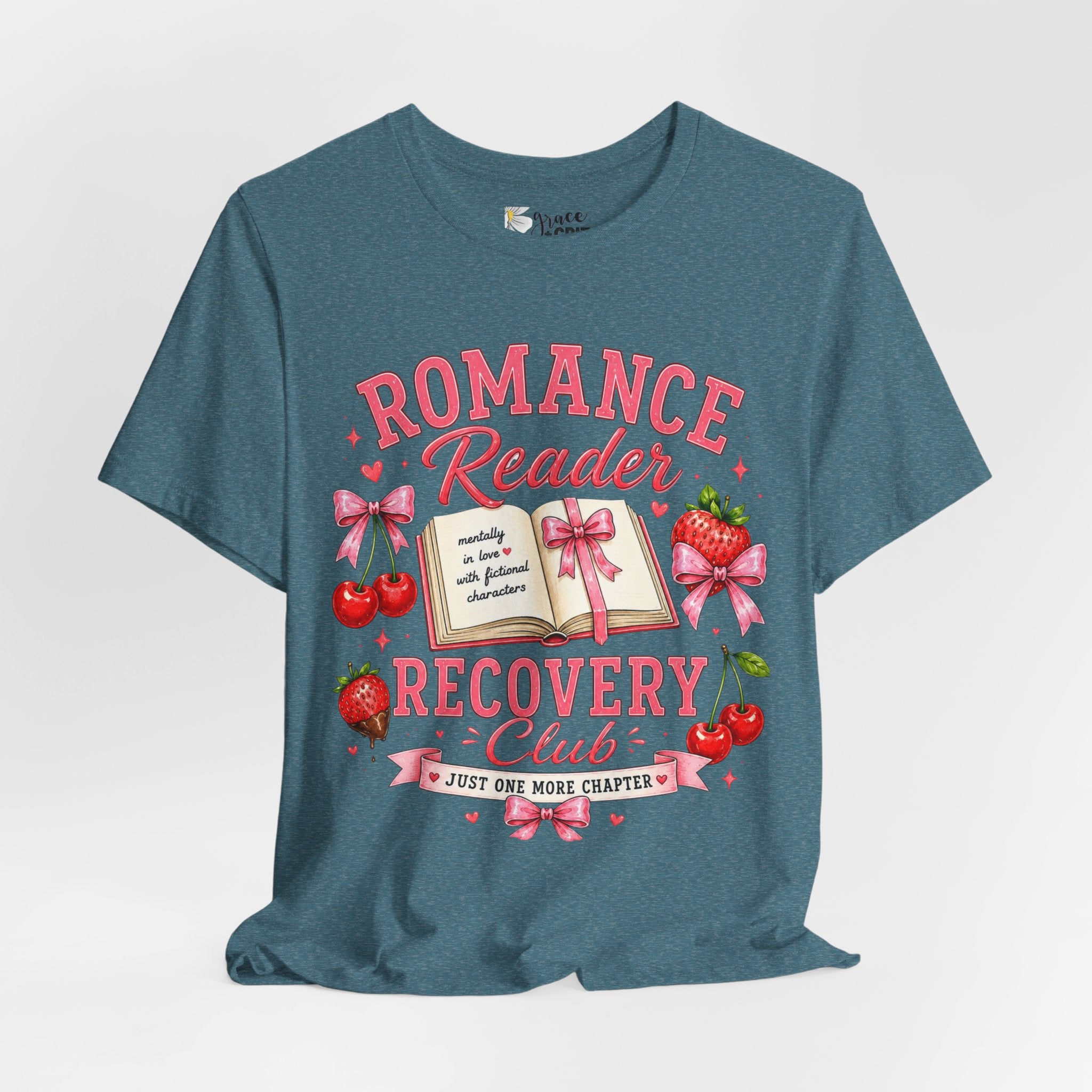 Romance Reader Recovery Club Tee — “Just One More Chapter” Graphic Shirt