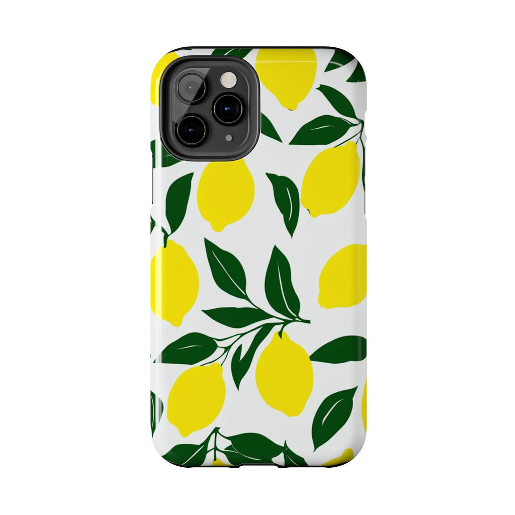 Lemon Pattern Tough Phone Case — Bright Citrus Protective Phone Cover