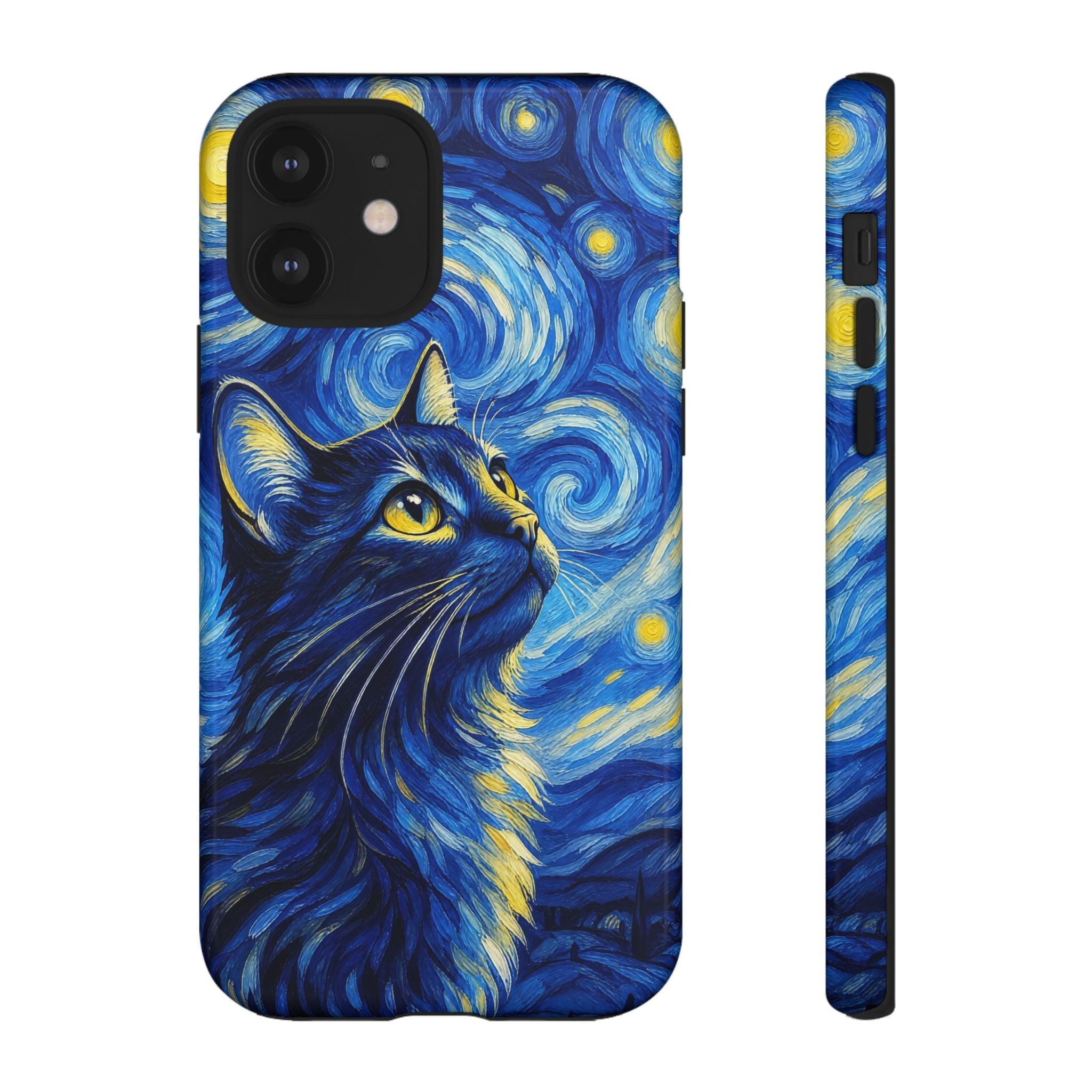 Starry Night Cat Phone Case — Van GoghStyle Blue Galaxy iPhone Cover