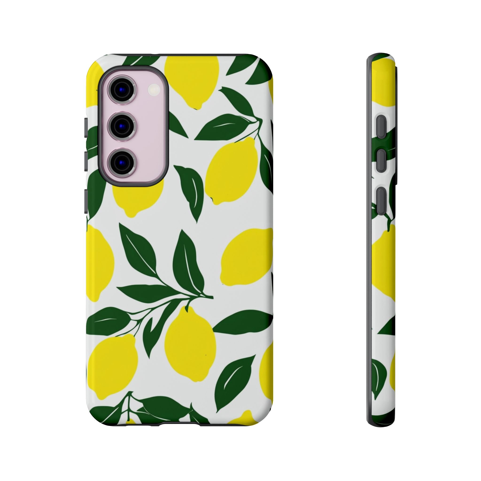 Lemon Pattern Tough Phone Case — Bright Citrus Protective Cover