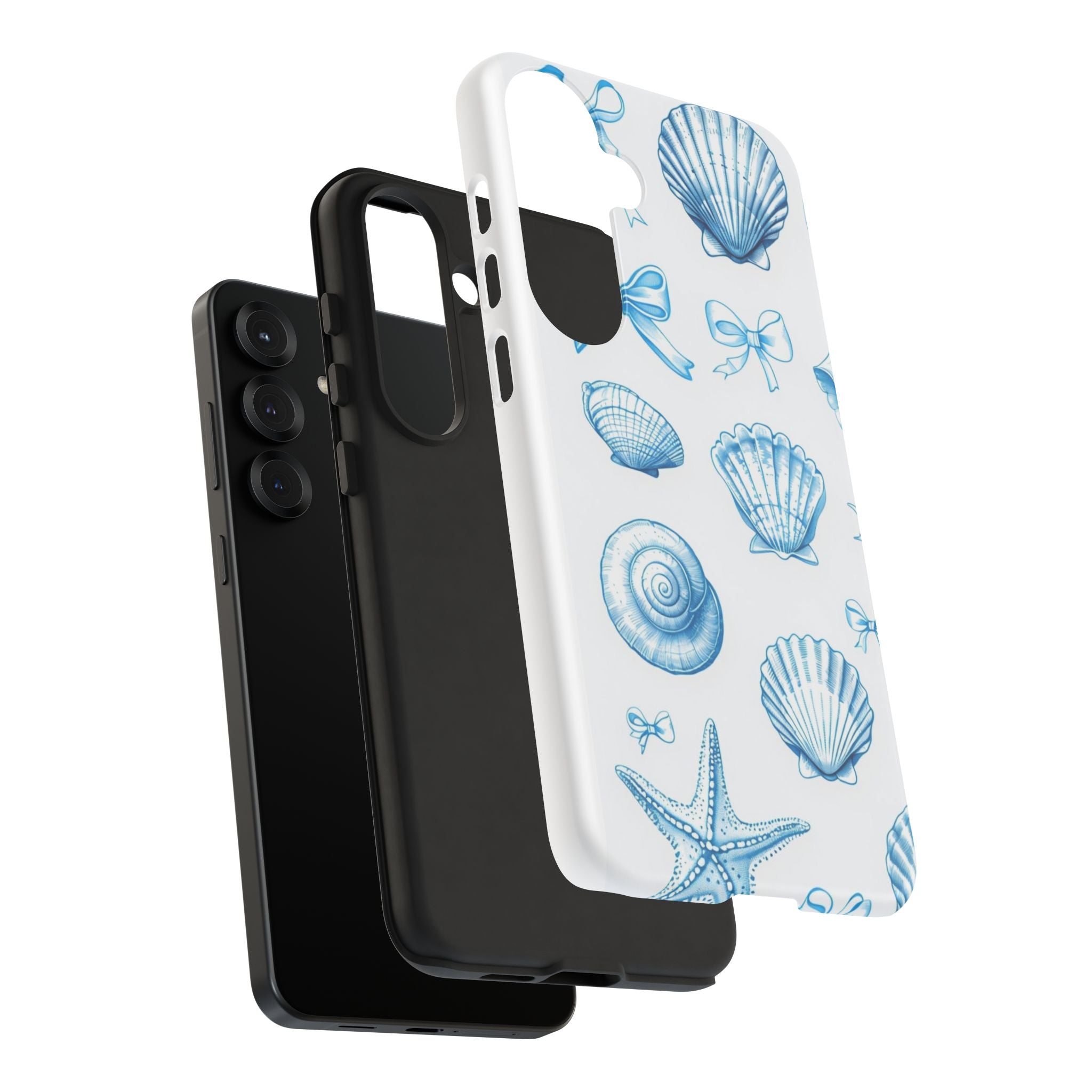 Seaside Shells Phone Case — Blue Nautical Shell & Starfish Pattern