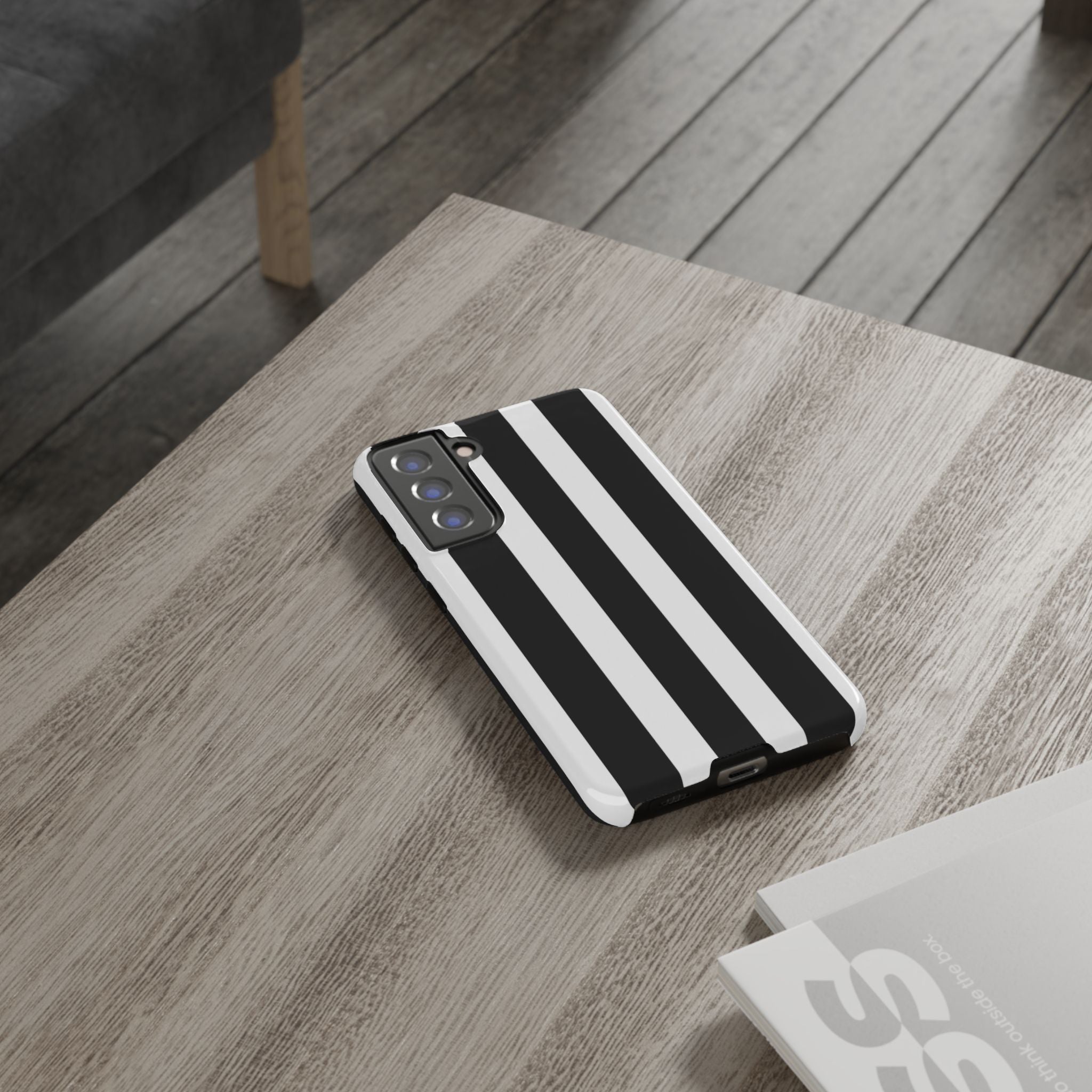Black & White Vertical Stripe Phone Case — Tough Protective iPhone Cover
