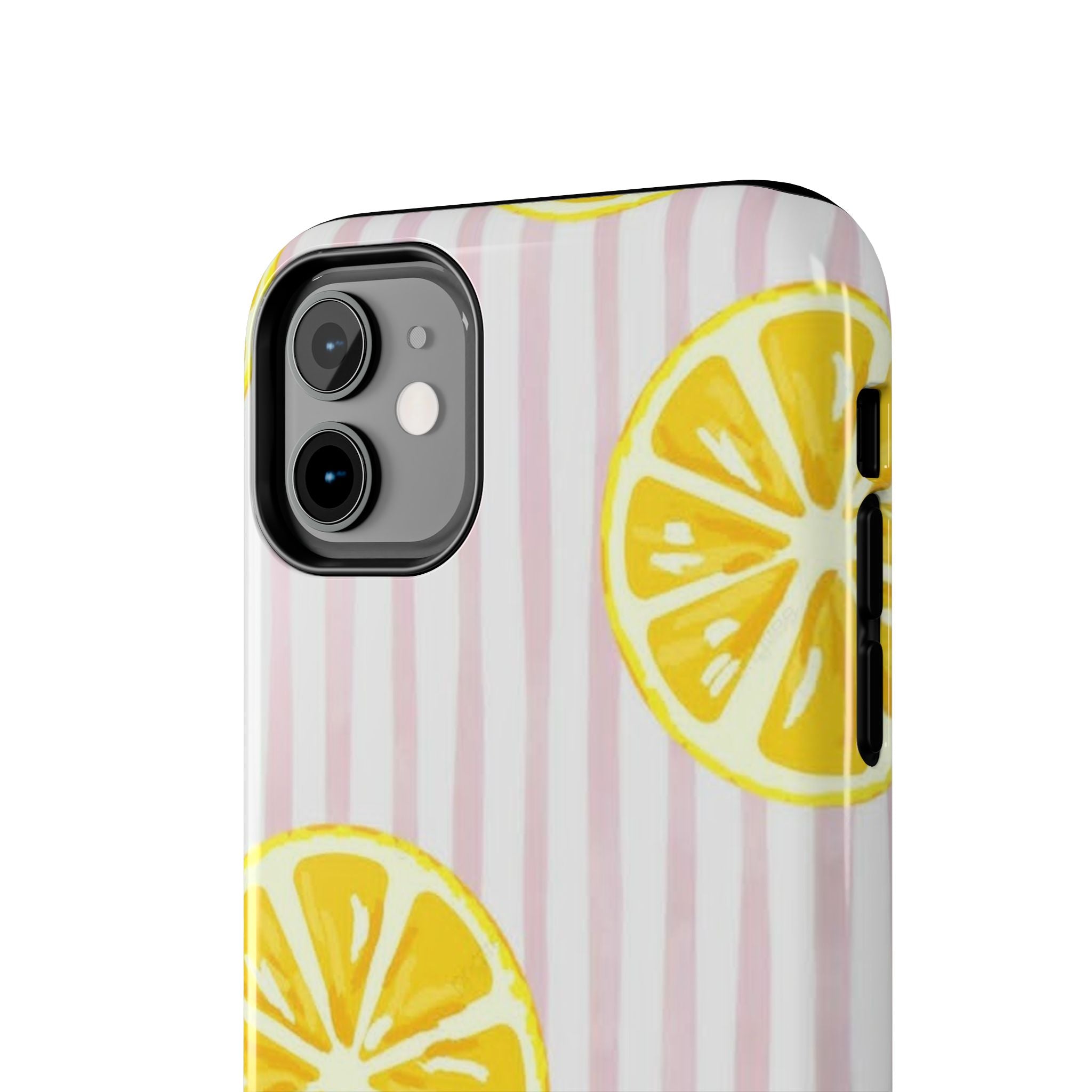 Lemon Slice Tough Phone Case — Pink Stripe Summer Protective Cover