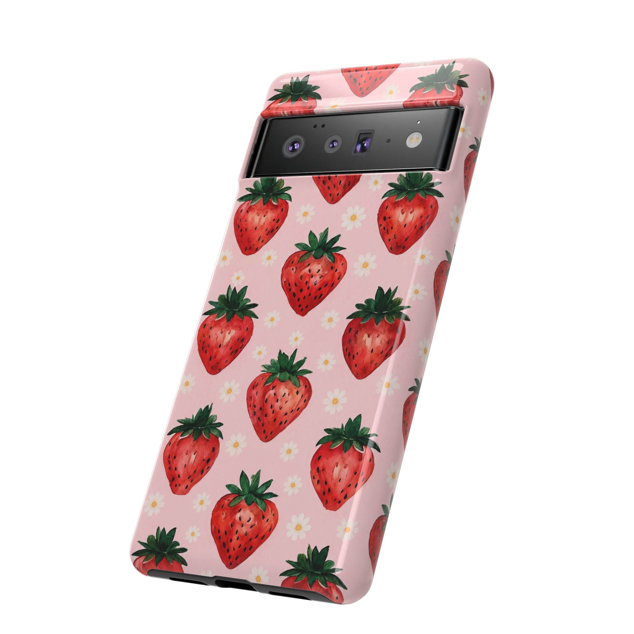Strawberry Pattern Tough Case — Cute Pink Fruit Phone Case
