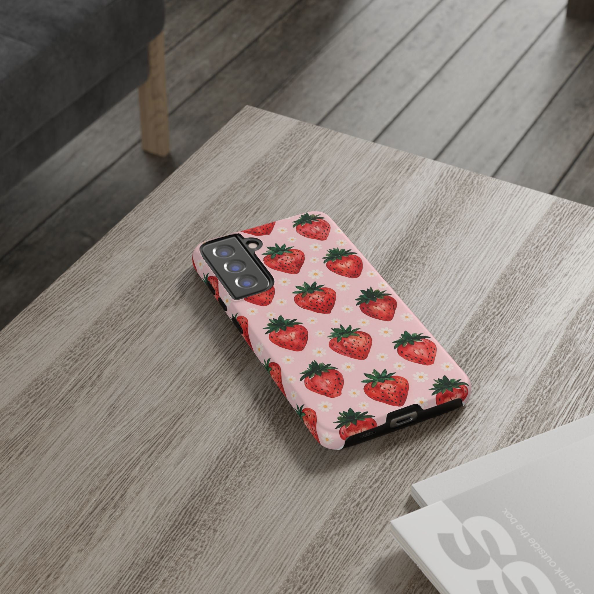 Strawberry Pattern Tough Case — Cute Pink Fruit Phone Case