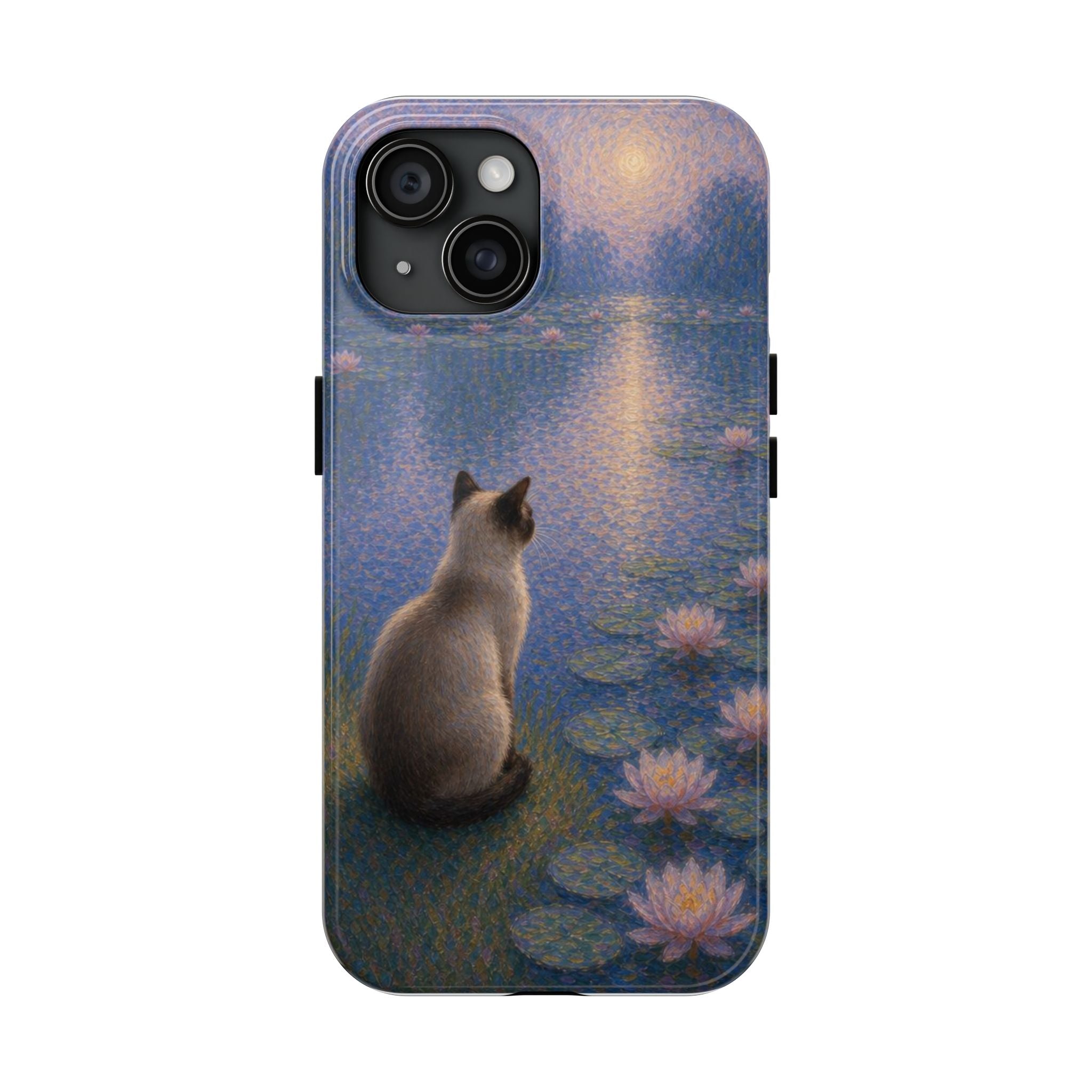 Siamese Cat by Moonlight Tough Phone Case – Waterlily Dream Protective Cover