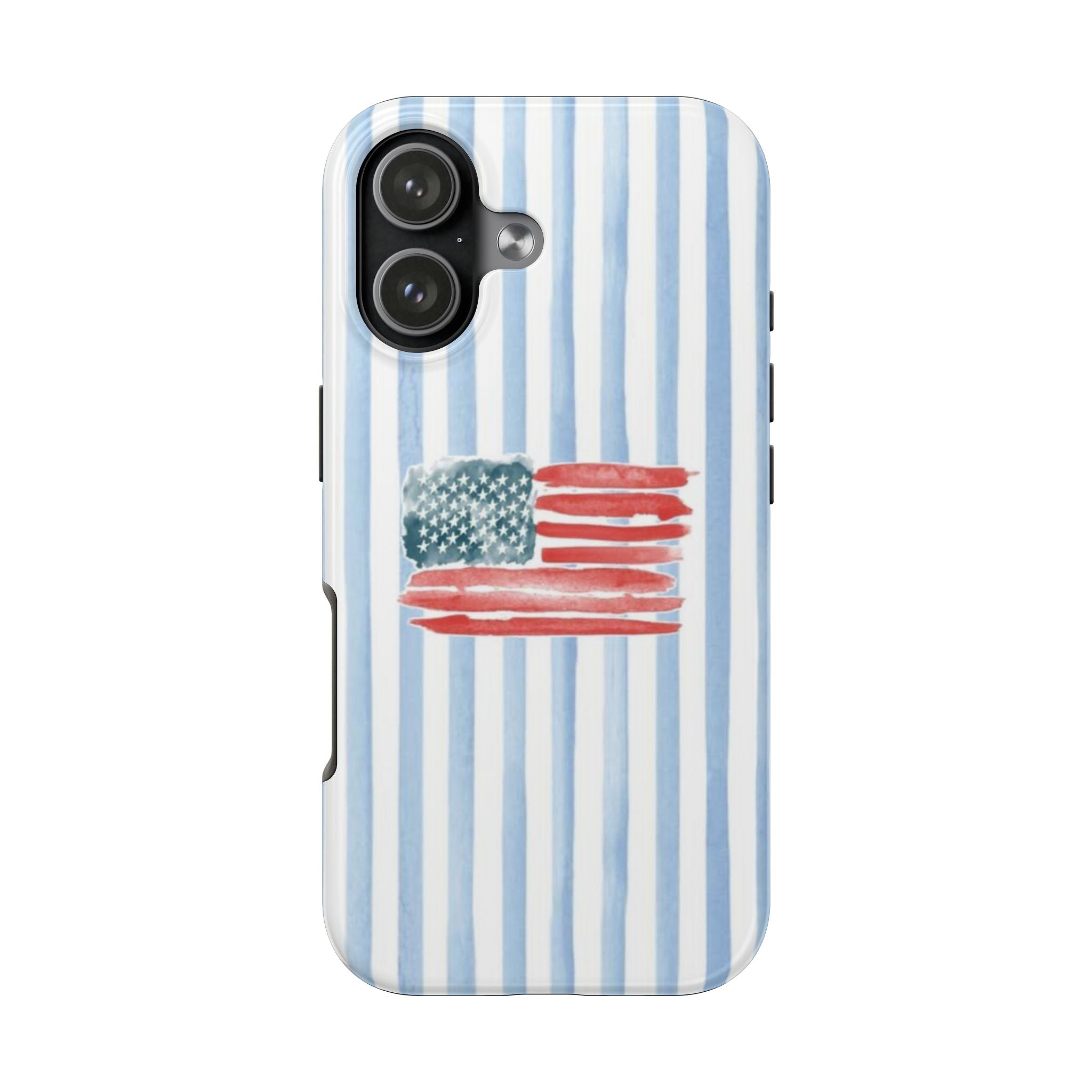 American Flag Watercolor Tough Phone Case — Blue Striped Patriotic Phone Case