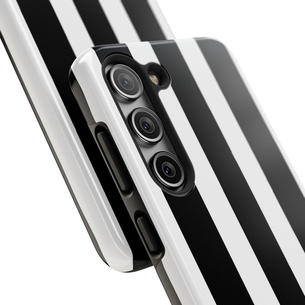 Black & White Bold Stripe Phone Case — Tough Protective Cover