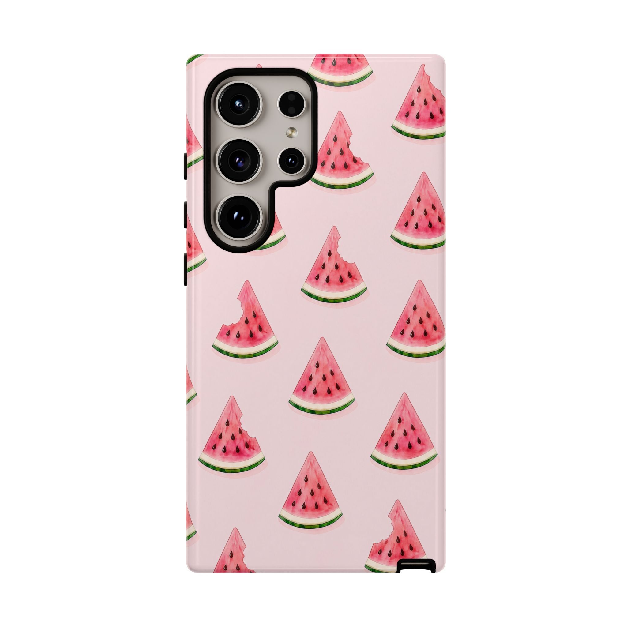Watermelon Pattern Tough Phone Case — Pink Fruit Slice Protective Case