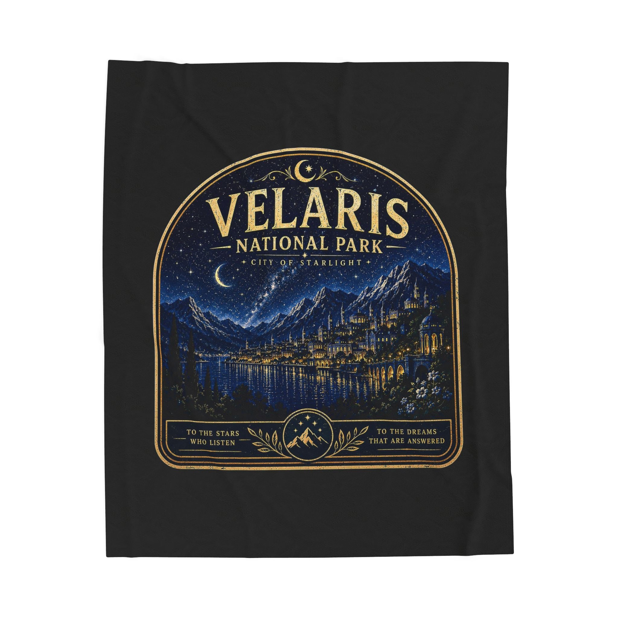 Velaris National Park Velveteen Plush Blanket — Starry Night Mountain Lake Throw
