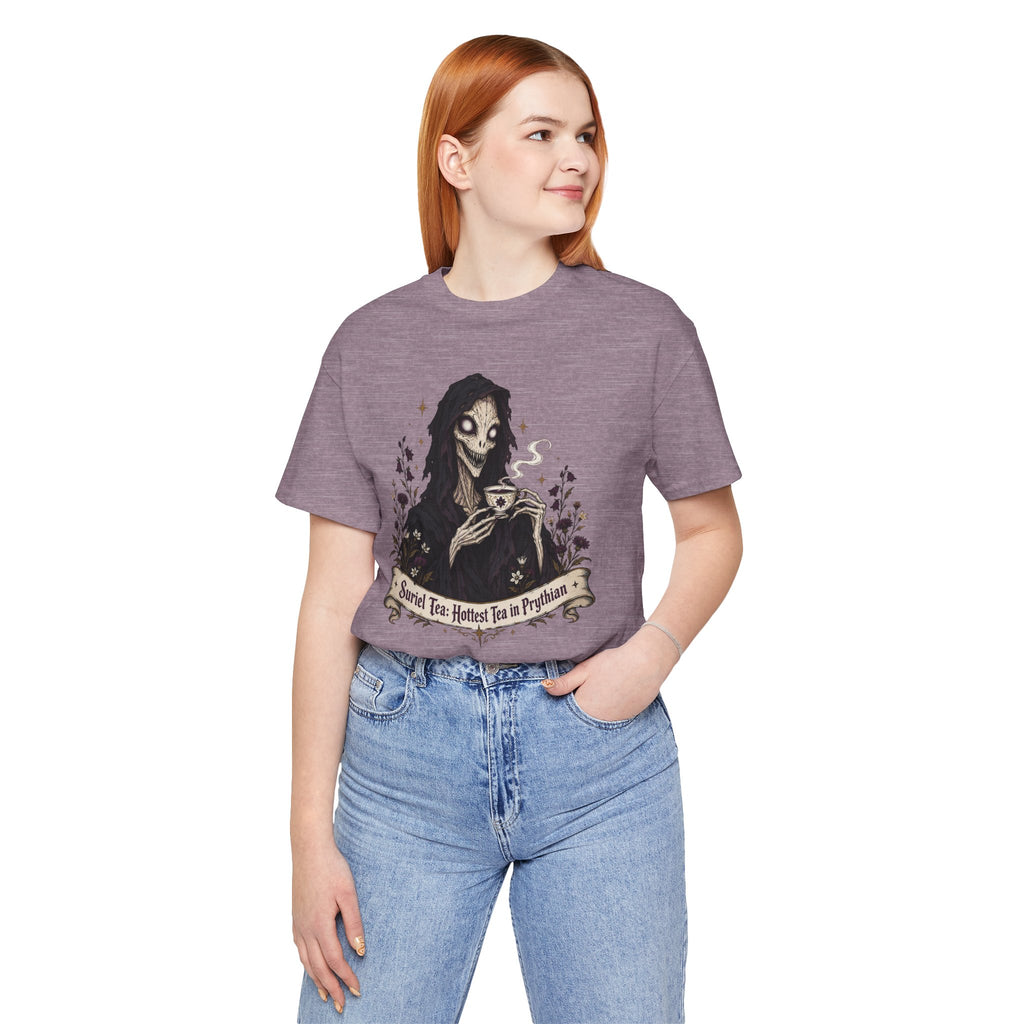 Gothic Reaper Tea T-Shirt — "Sorrel Tea: Hottest Tea in Purgatorium" Graphic Tee