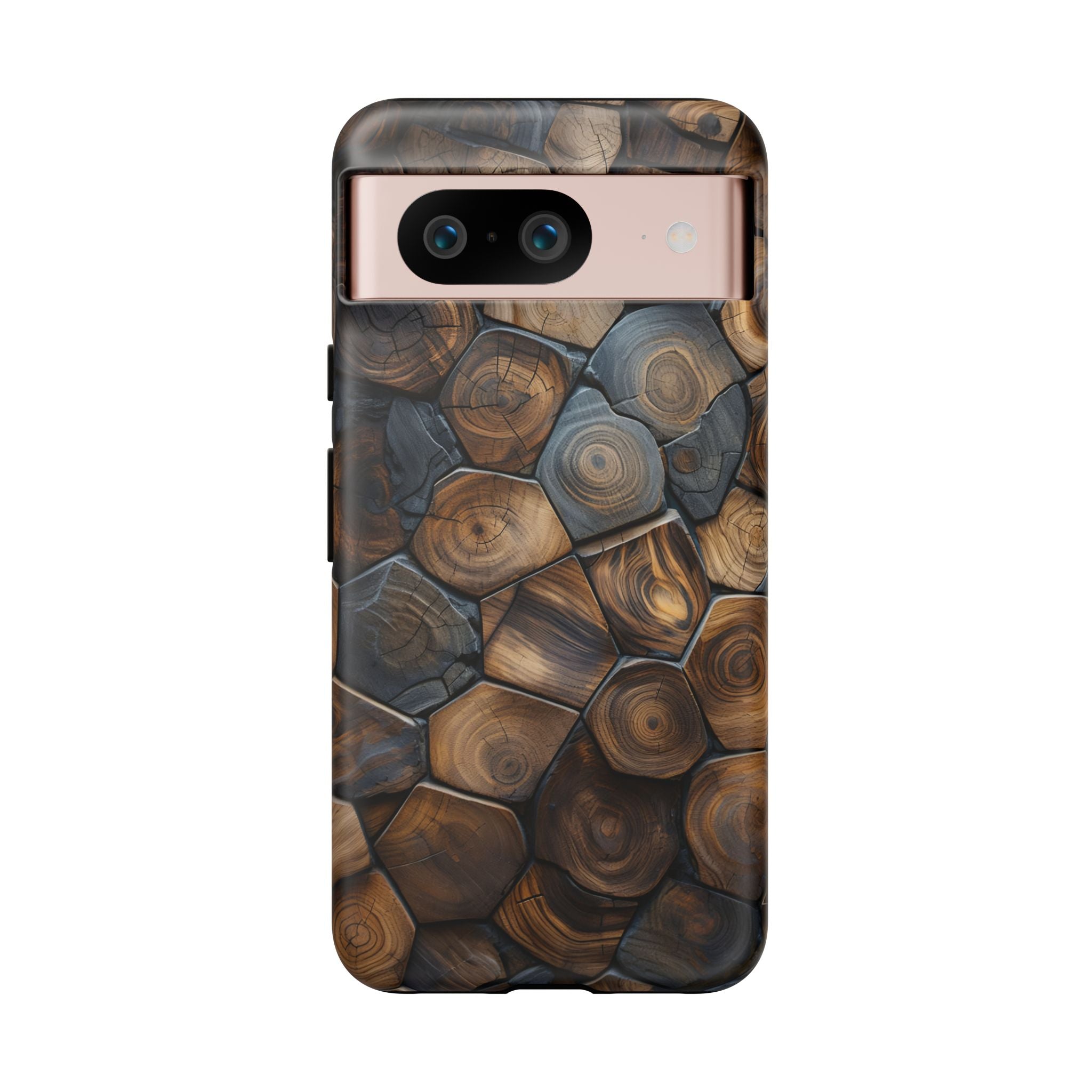 Wood Grain Hex Phone Case — Rustic Geometric iPhone Protection