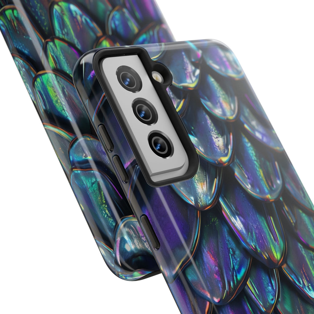 Holographic Mermaid Scale Tough Phone Case — Iridescent Protective Phone Cover